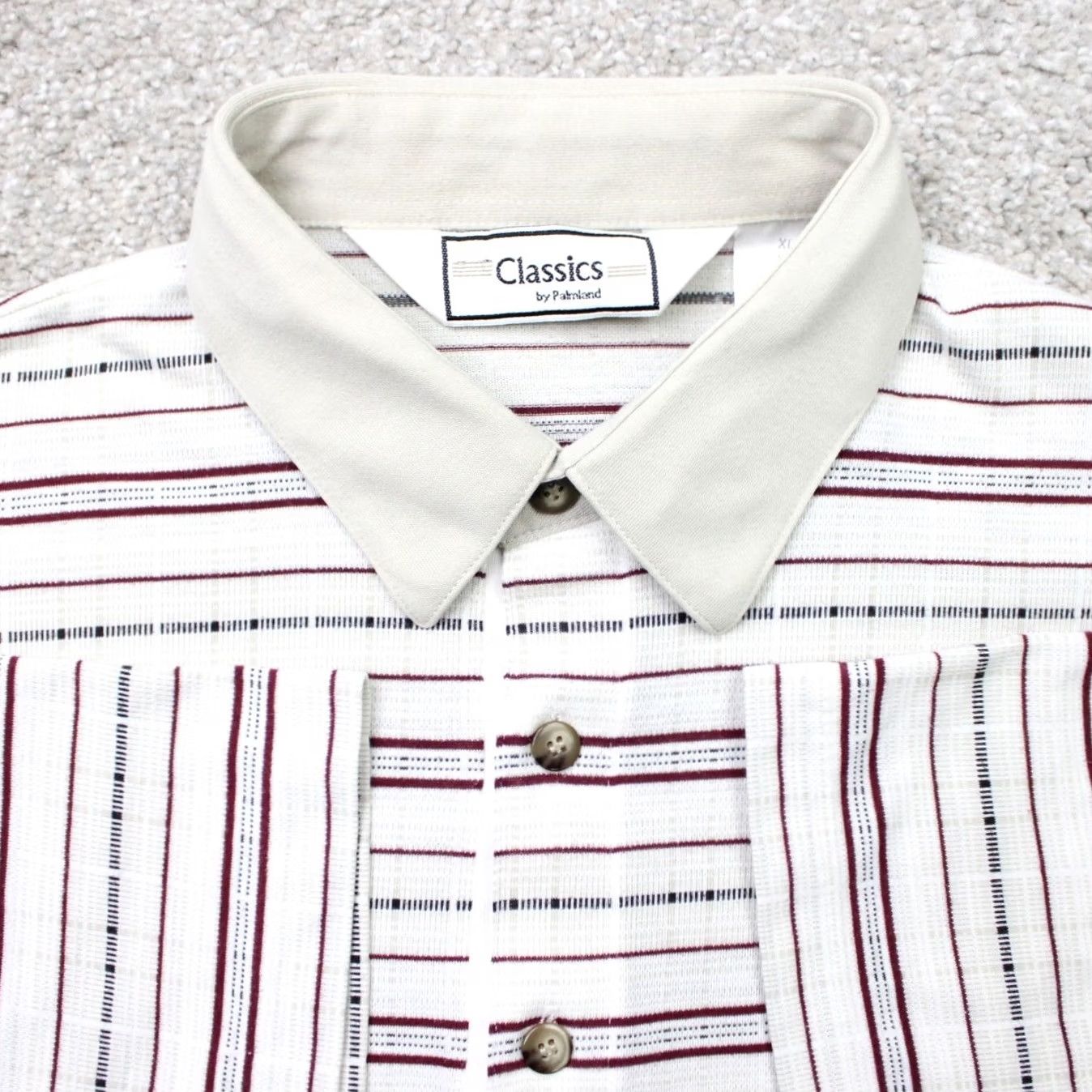 Vintage Classics by Palmland Polo Shirt Mens XL Beige/Red Striped Contrast Collar S/S Polo Shirt Size US XL / EU 56 / 4 - 2 Thumbnail