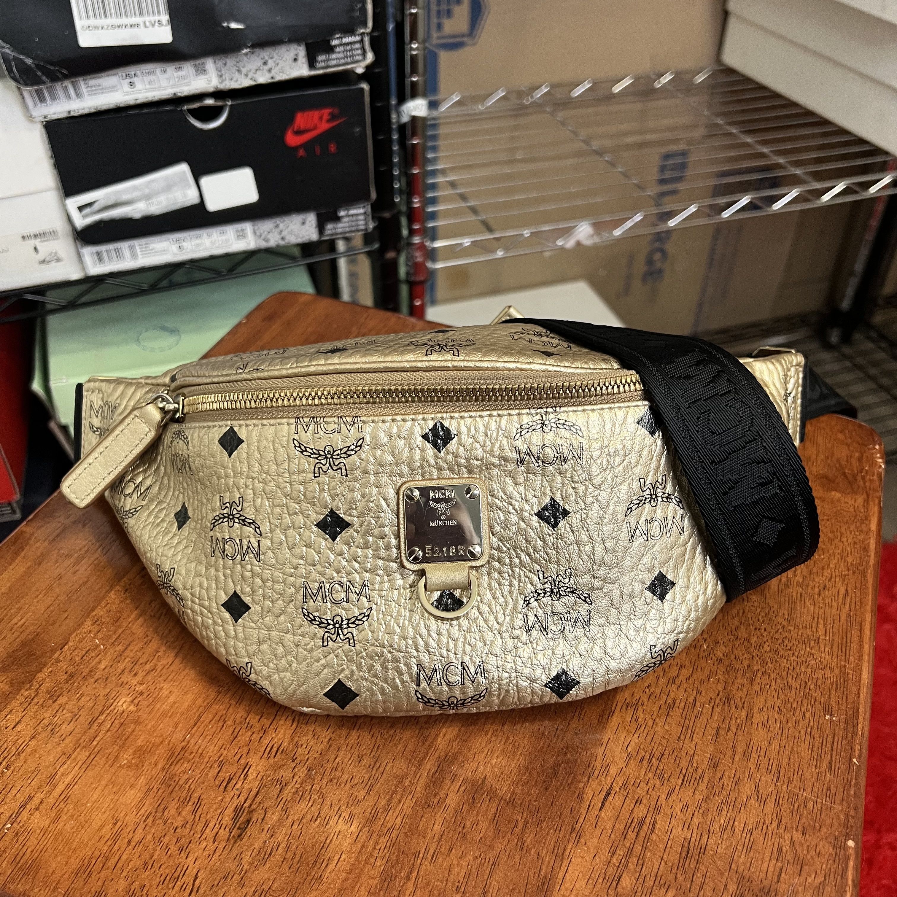 MCM MCM Gold Visetos Coated Canvas Belt Bag Size ONE SIZE - 1 Thumbnail