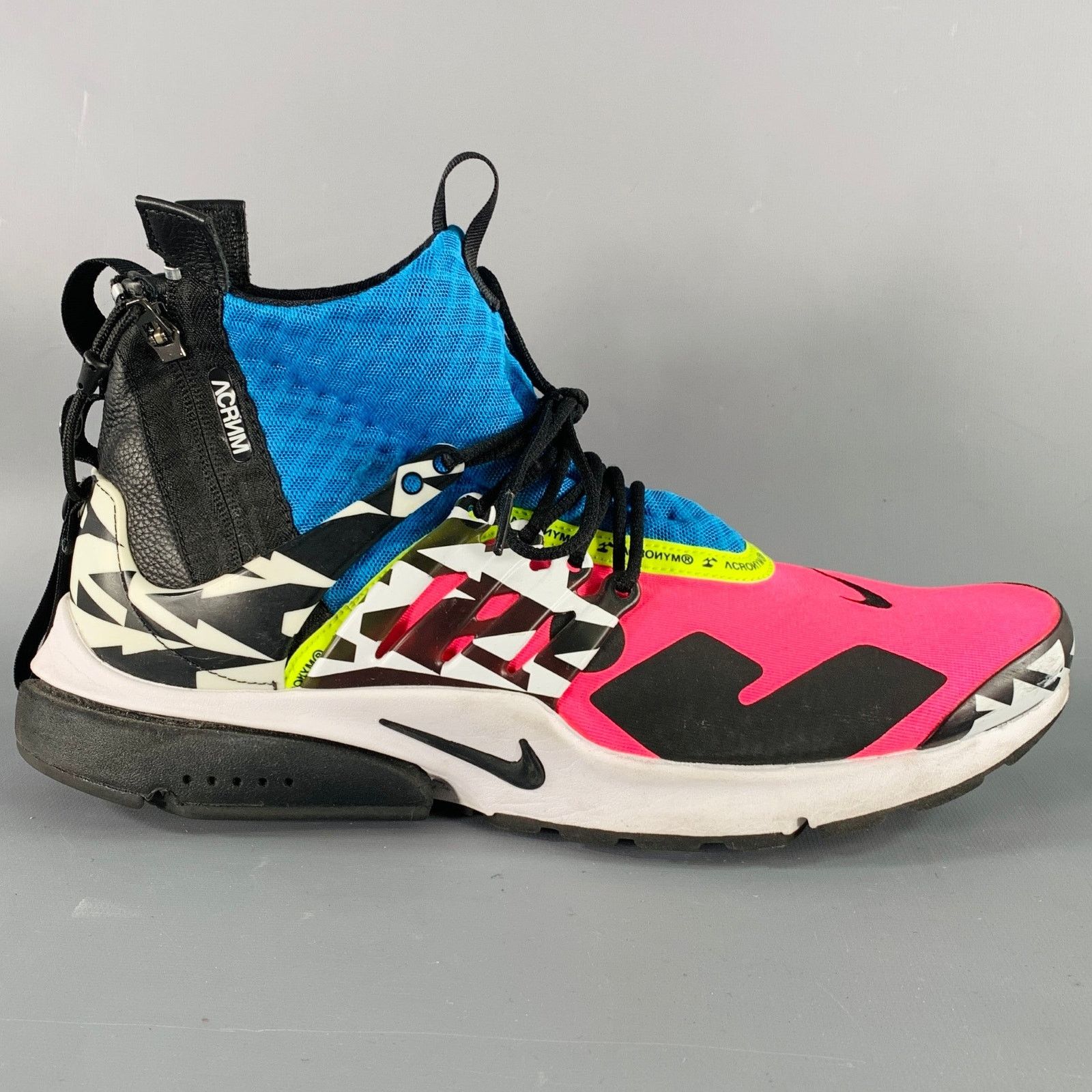 Nike Pink Air Presto Mid Multi Color Block Mesh Zip Up Sneakers Size US 12 / EU 45 - 2 Thumbnail