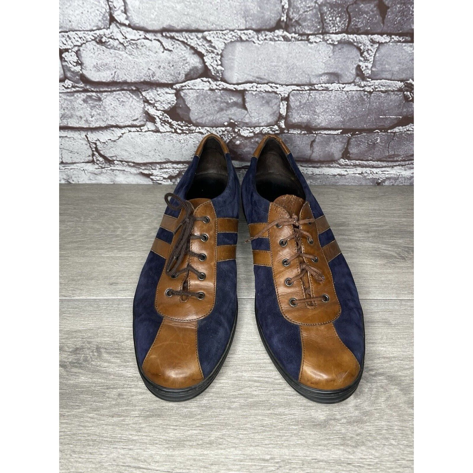 Cole Haan Bragano Blue Suede Brown Leather Bicycle Casual Lace Shoes M Size US 9.5 / EU 42-43 - 22 Thumbnail