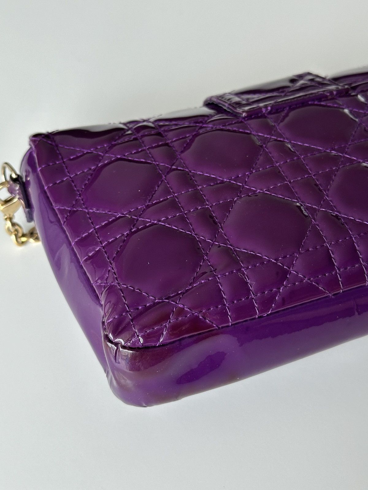 Christian Dior Monsieur × Dior × Vintage Dior Cannage Miss Dior Purple Quilted Patent Promenade Pouch Size ONE SIZE - 16 Thumbnail