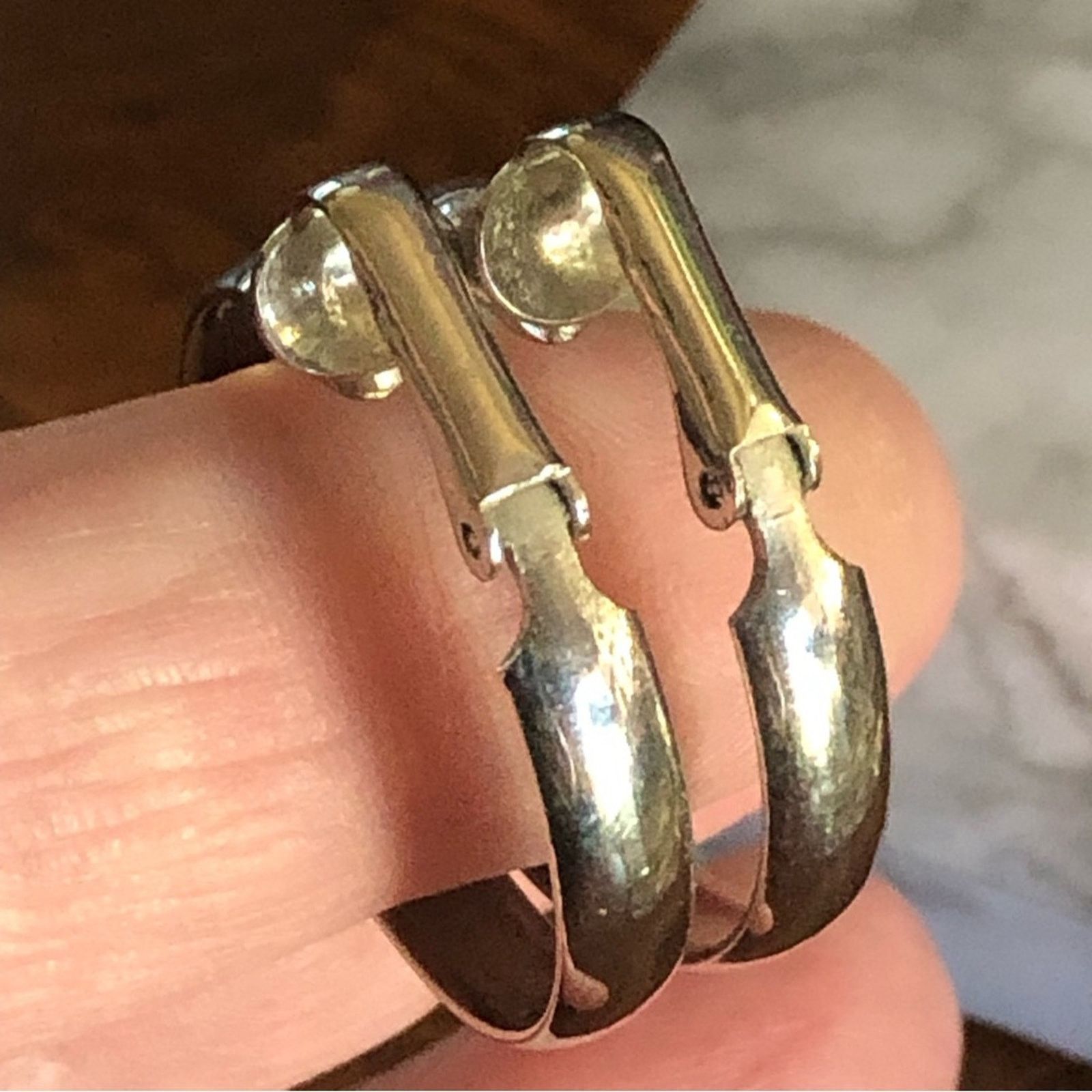 Vintage Vintage 80s silver plated hoop clip on earrings Size ONE SIZE - 5 Thumbnail