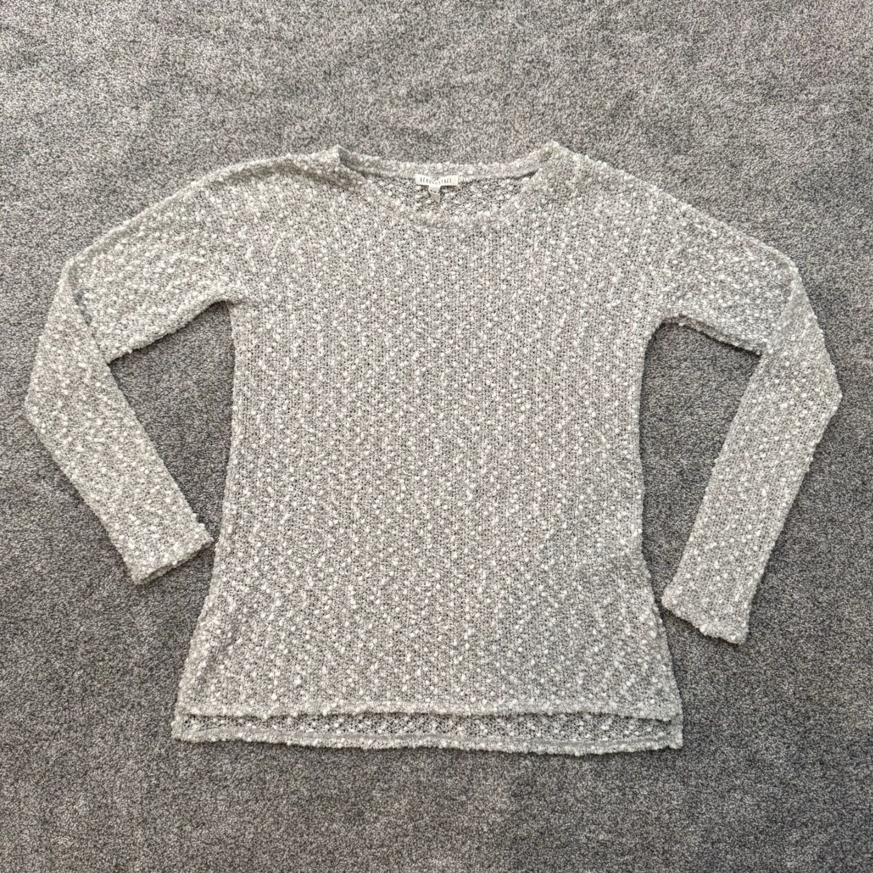 Vintage VINTAGE Aeropostale Women Popcorn Sweater Sz M Metallic Loose Knit Retro 90s Y2K Crew Neck Long Sleeve White Knit Pullover Casual Fall Winter Women Size S / US 4 / IT 40 - 2 Thumbnail