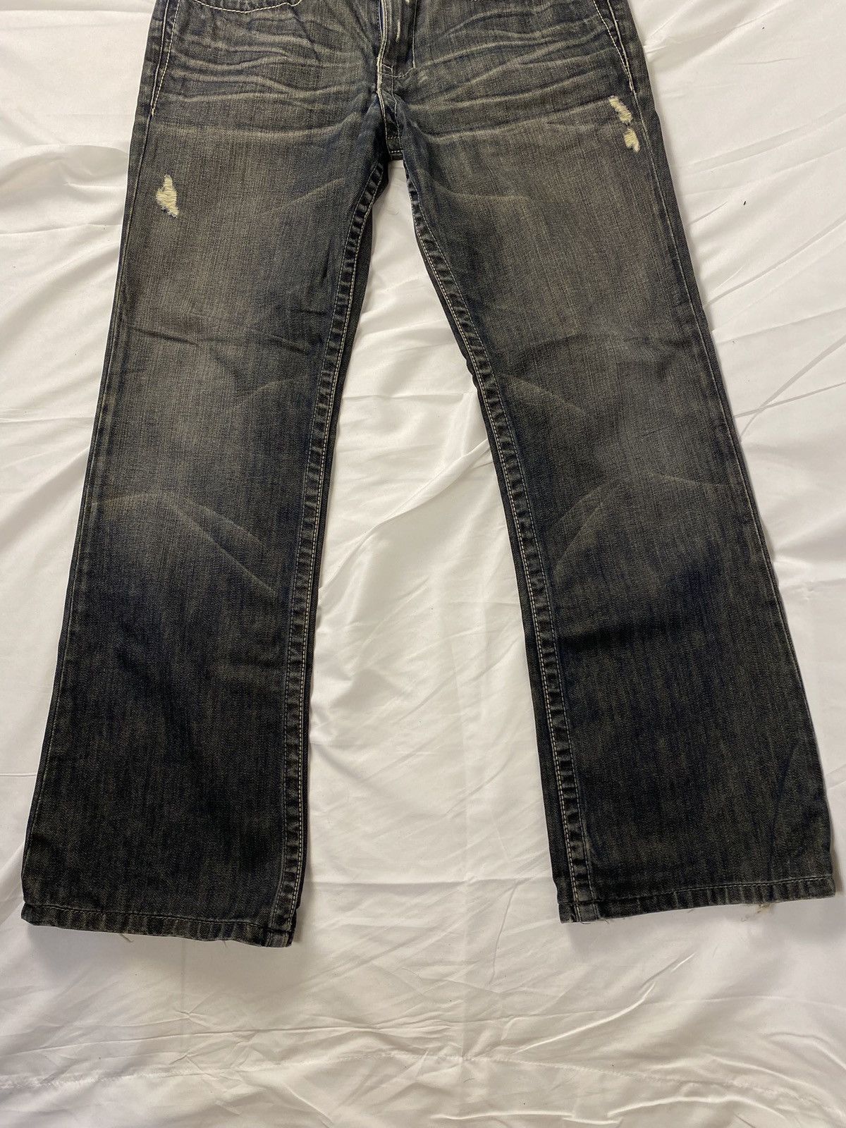 Japanese Brand ✨ Archive Monarchy Britain 🇬🇧 Flag Flared Washed Jeans Denim Size US 34 / EU 50 - 13 Thumbnail