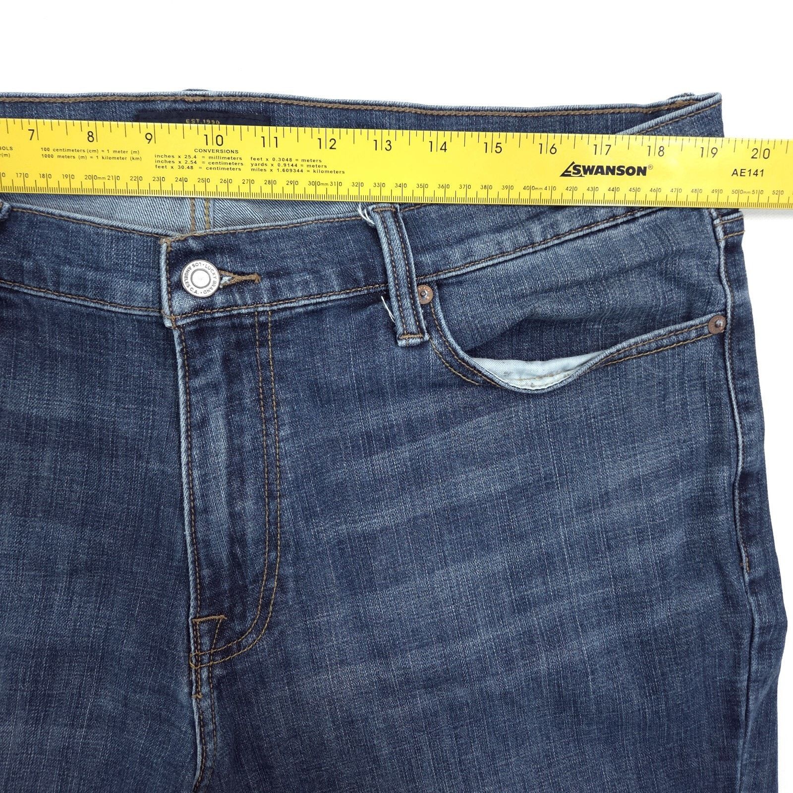 Lucky Brand Lucky Brand 410 Athletic Slim Jeans Mens 38x25.5 Dark Wash Size US 38 / EU 54 - 4 Thumbnail
