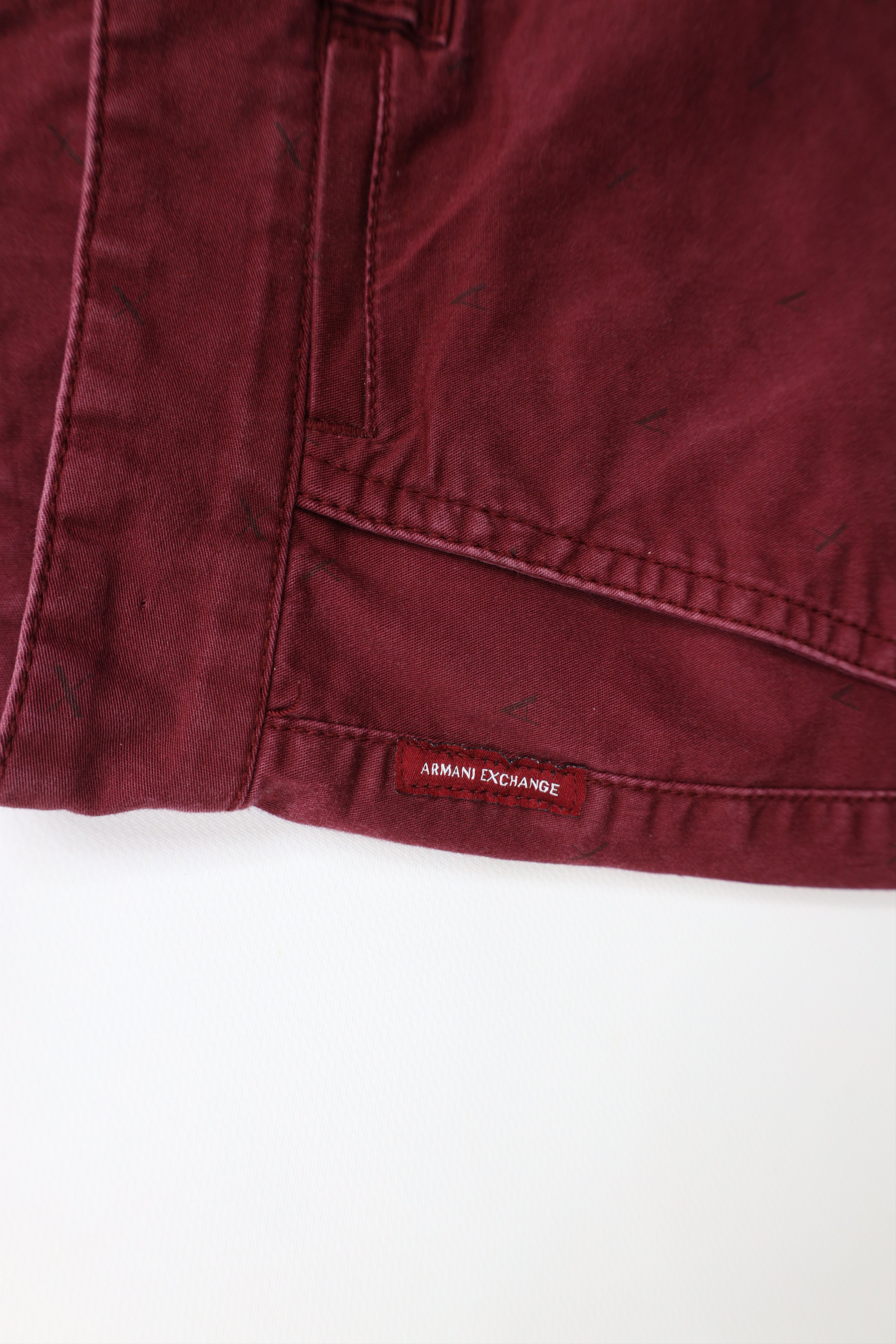 Armani Exchange × Vintage Armani Exchange Spell Out All Over Print Chino Shorts Red Size US 34 / EU 50 - 7 Thumbnail