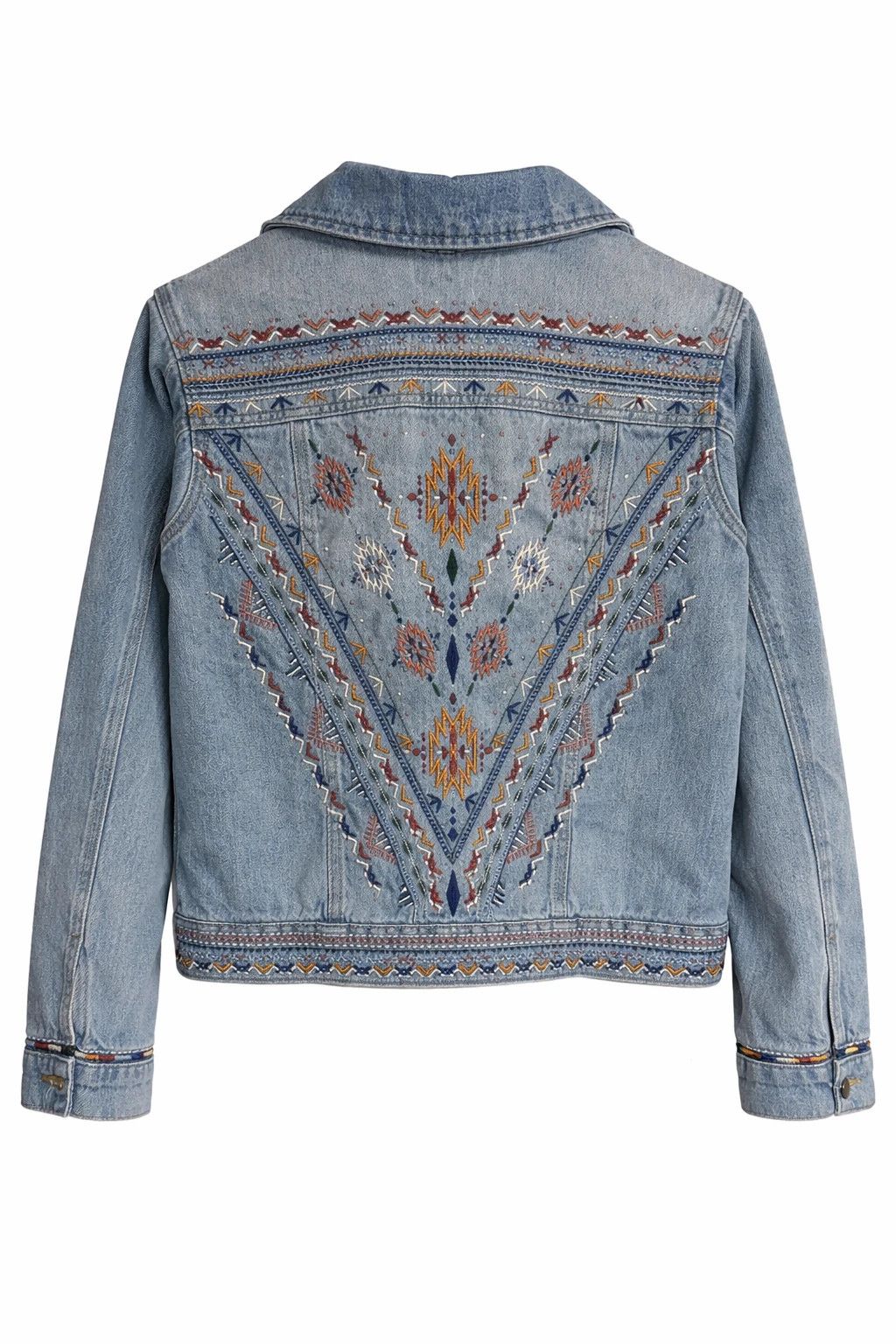NEXT Next Embroidered Boho Denim Jacket Statement Back UK 10 Size M / US 6-8 / IT 42-44 - 1 Thumbnail