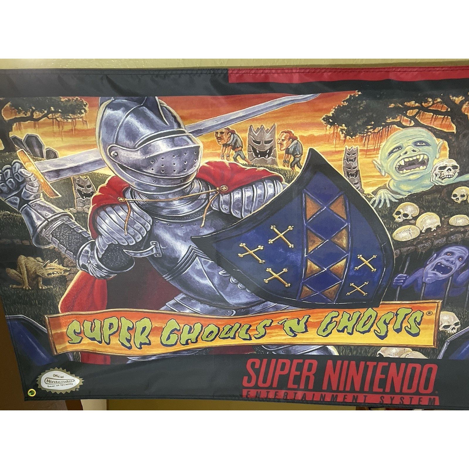 Nintendo Super Ghouls 'N Ghosts 5' Flag Banner Super Nintendo SNES 91 Size ONE SIZE - 2 Thumbnail