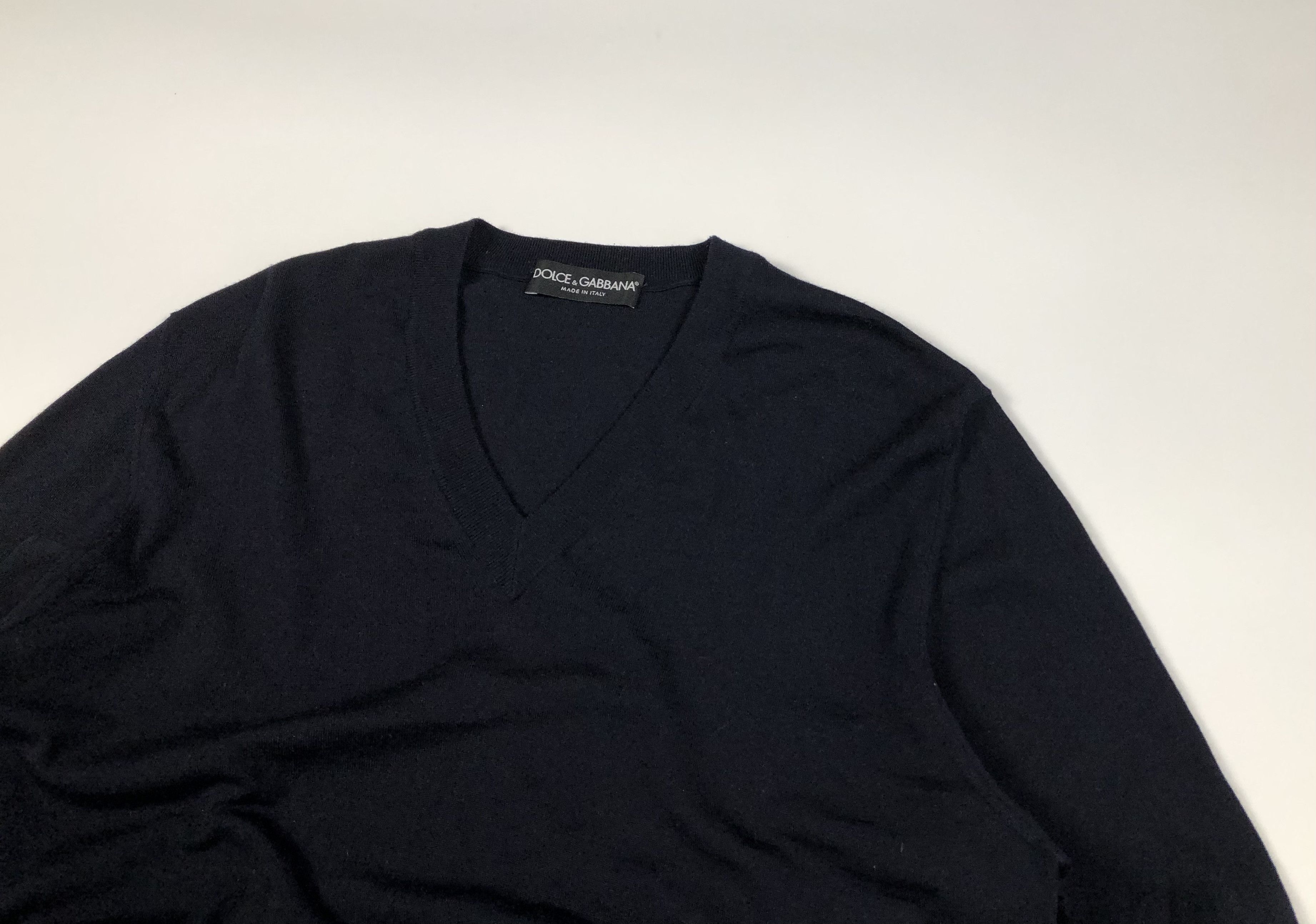 Dolce & Gabbana Dolce Gabbana Wool V-Neck Navy Jumper Size US L / EU 52-54 / 3 - 2 Thumbnail