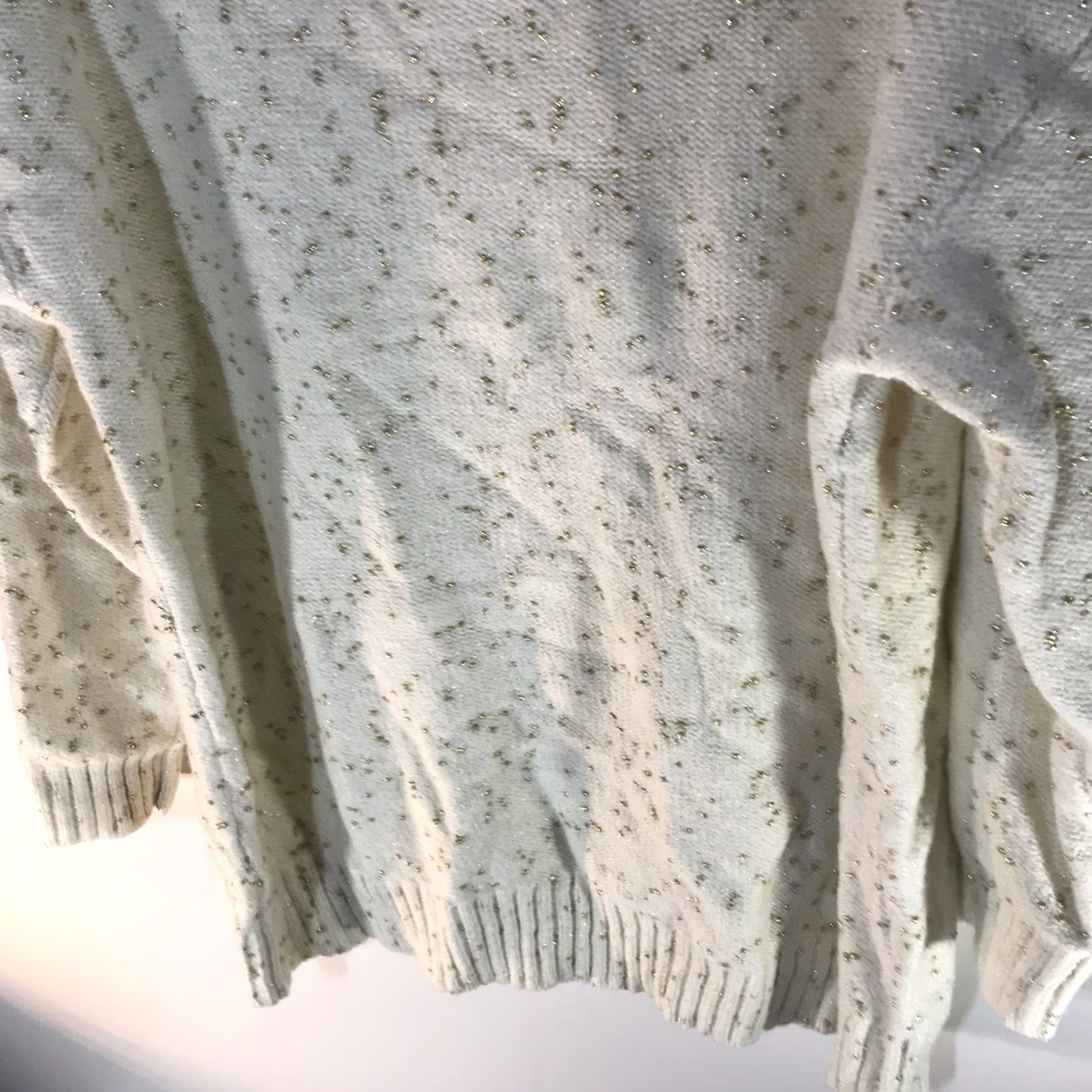 Vintage G By Giuliana Cream Glittery Gold Dots Tight Knit Sweater Womens Size 3X Size XXL / US 16-18 / IT 52-54 - 7 Thumbnail