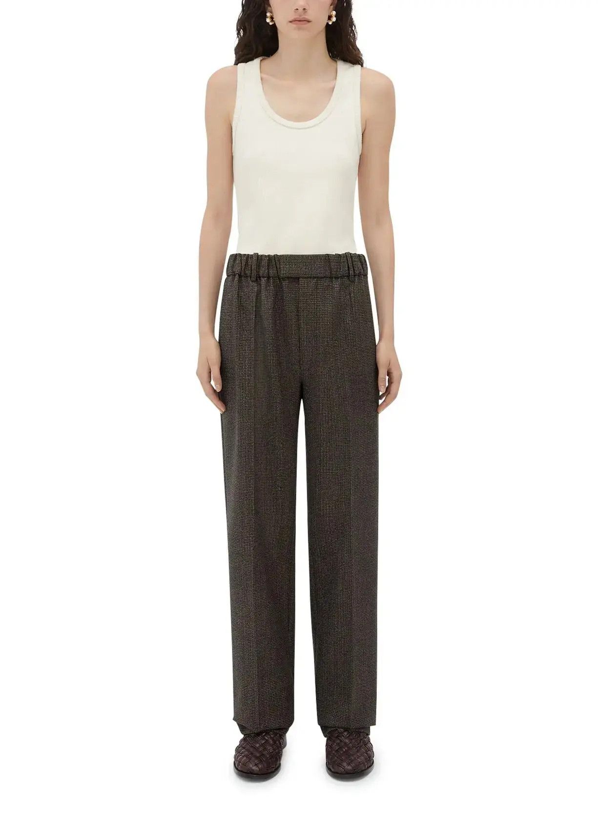 Bottega Veneta o1bcso1str0725 Houndstooth Wool Trouser in Brown Size 32" / US 10 / IT 46 - 2 Thumbnail