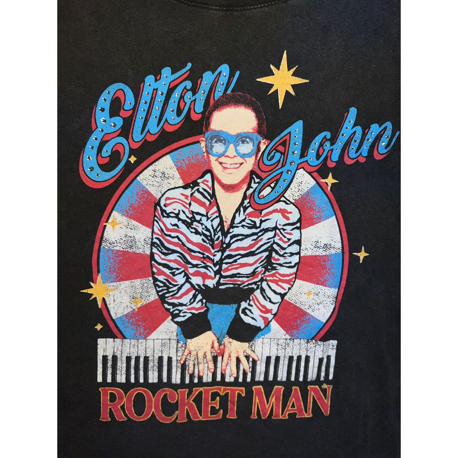 Band Tees Womens Elton John Rocket Man Shirt Graphic Music Tee Top 2XL Size XXL / US 16-18 / IT 52-54 - 2 Thumbnail