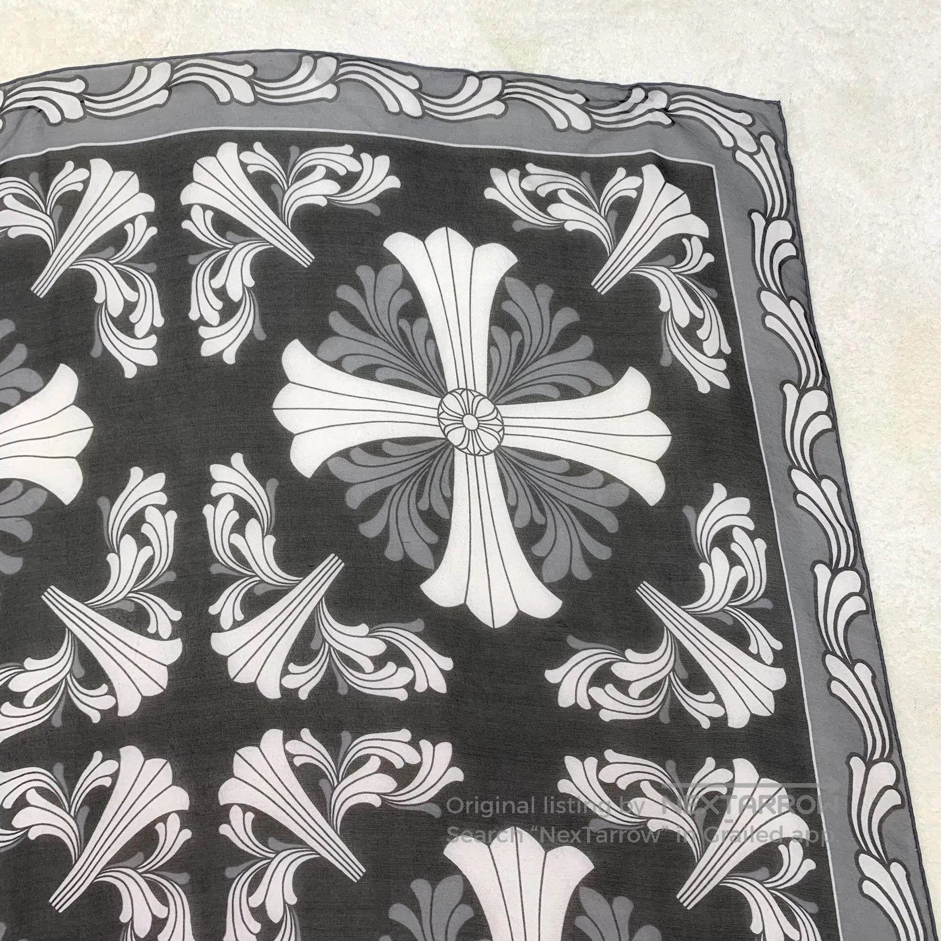 Chrome Hearts Chrome Hearts Gray Cross Print Silk Scarf. Size ONE SIZE - 3 Thumbnail