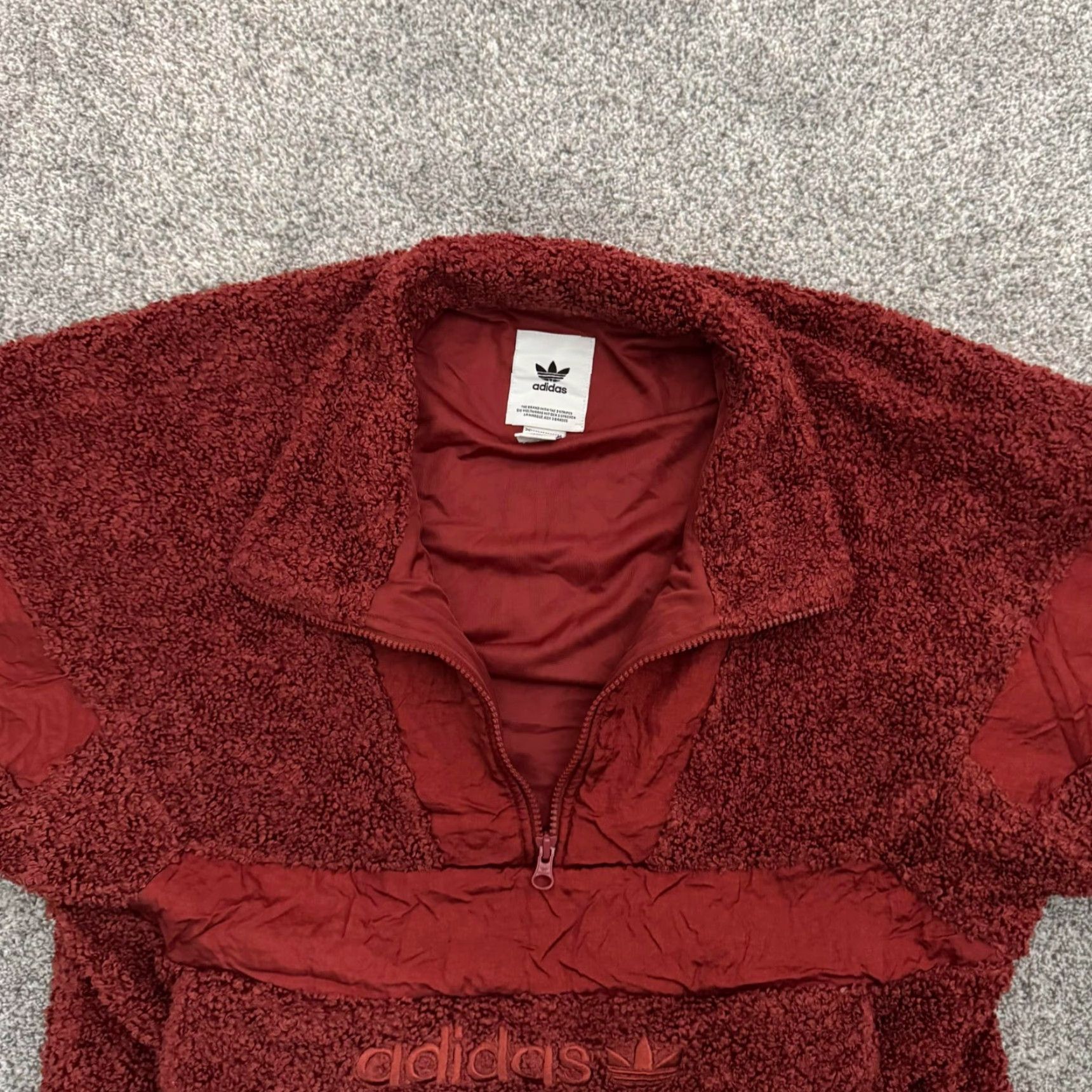 Adidas Adidas Originals Sherpa Jacket Womens S 1/2 Zip Kangaroo Pocket Red, Cozy, Regular Fit, Long Sleeve, Zip, Fleece, Logo - Vintage No, 2nd Hand? Size S / US 4 / IT 40 - 5 Thumbnail