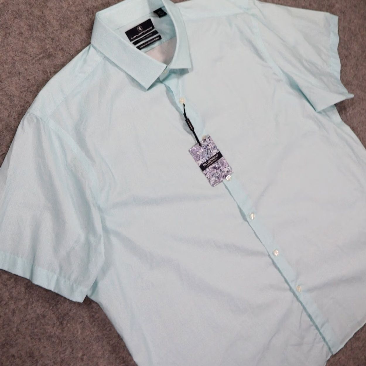 Hart Schaffner Marx Hart Schaffner Marx Button Down Shirt Mens XXL Light Blue Paisley Cotton Short Sleeve NWT Size US XXL / EU 58 / 5 - 4 Thumbnail