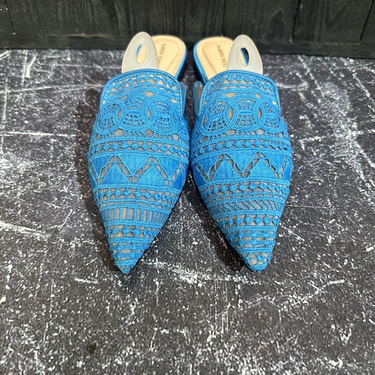 Alberta Ferretti Alberta Ferretti Blue Lace and Satin trim Flat mules size 41 Size US 11 / IT 41 - 7 Thumbnail