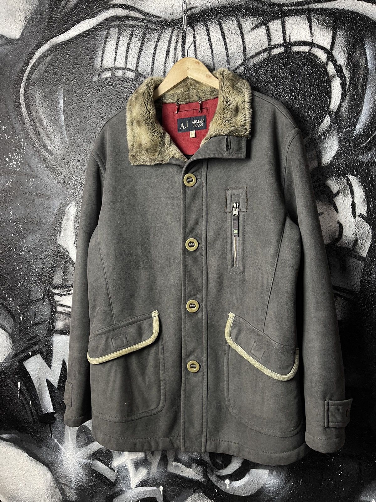 Armani Armani Jeans Vintage Grey Shearling Jacket Men’s Size Large Size US L / EU 52-54 / 3 - 1 Thumbnail