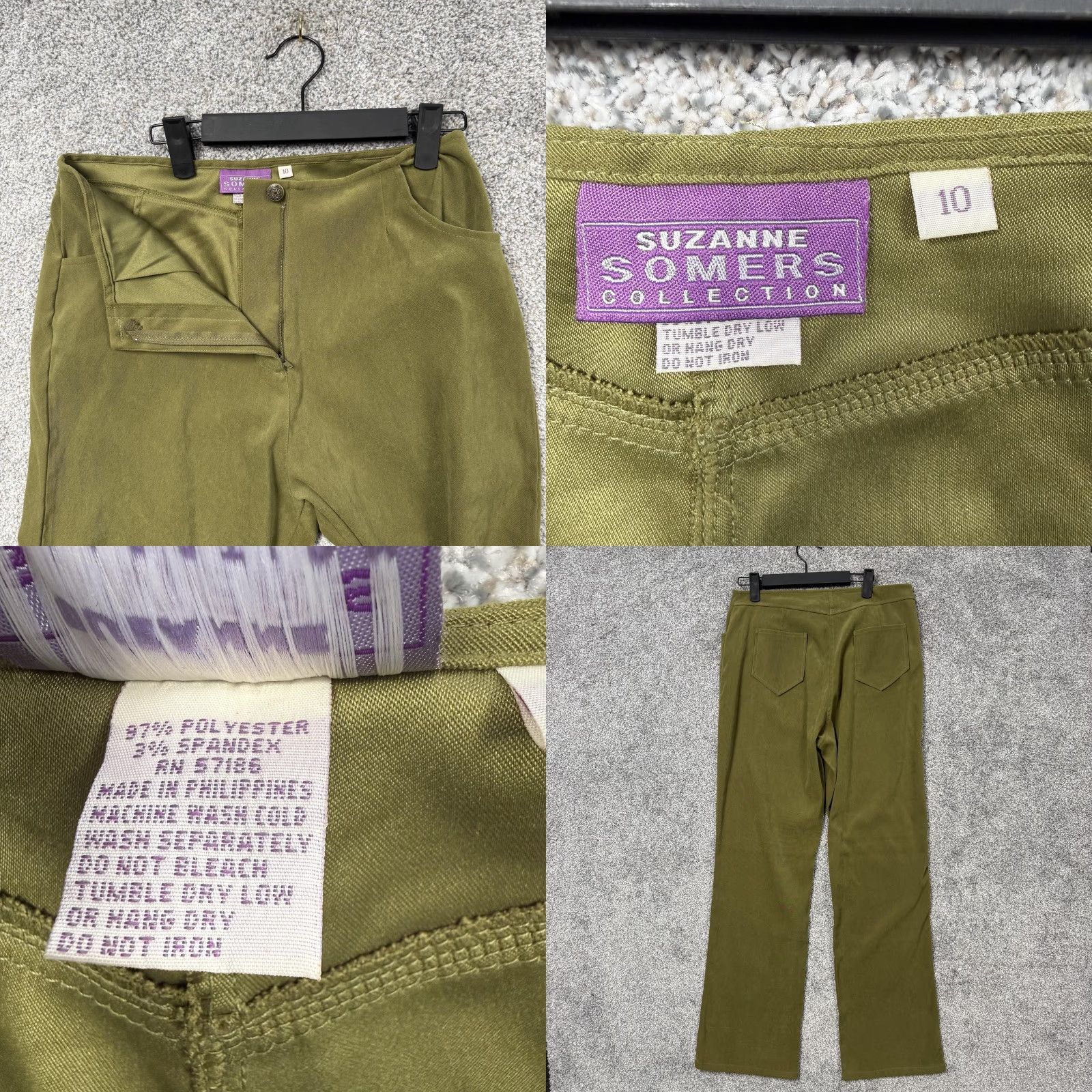 Vintage VINTAGE Suzanne Somers Collection Pants Women 10 Moss Green 90s Dress Pants Straight Leg Pockets Office Casual Size 32" / US 10 / IT 46 - 8 Thumbnail