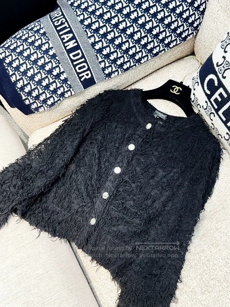 Chanel Chanel 22A black tassel diamond button long-sleeved jacket Size S / US 4 / IT 40 - 2 Thumbnail