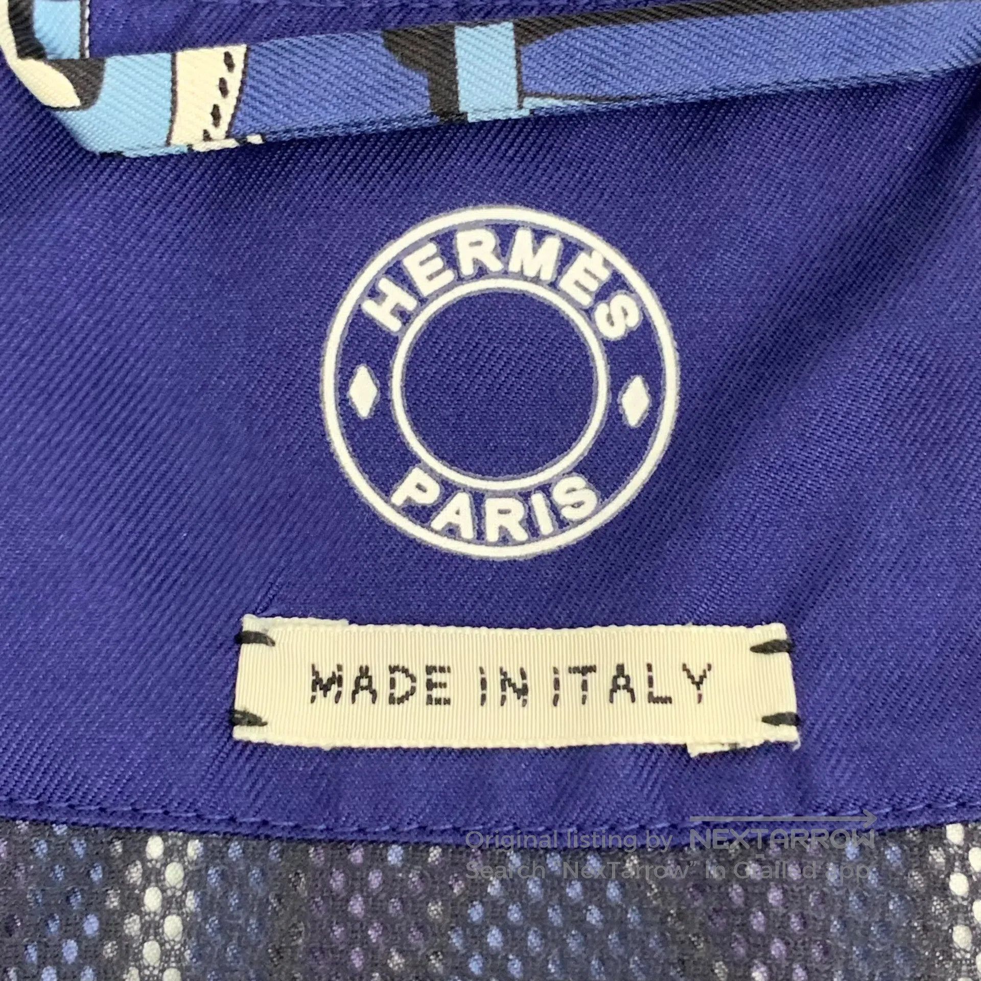 Hermes Hermes Dark Blue Monogram Printed Silk-cotton Hooded Zippe Size XXS / US 00 / IT 34 - 5 Thumbnail