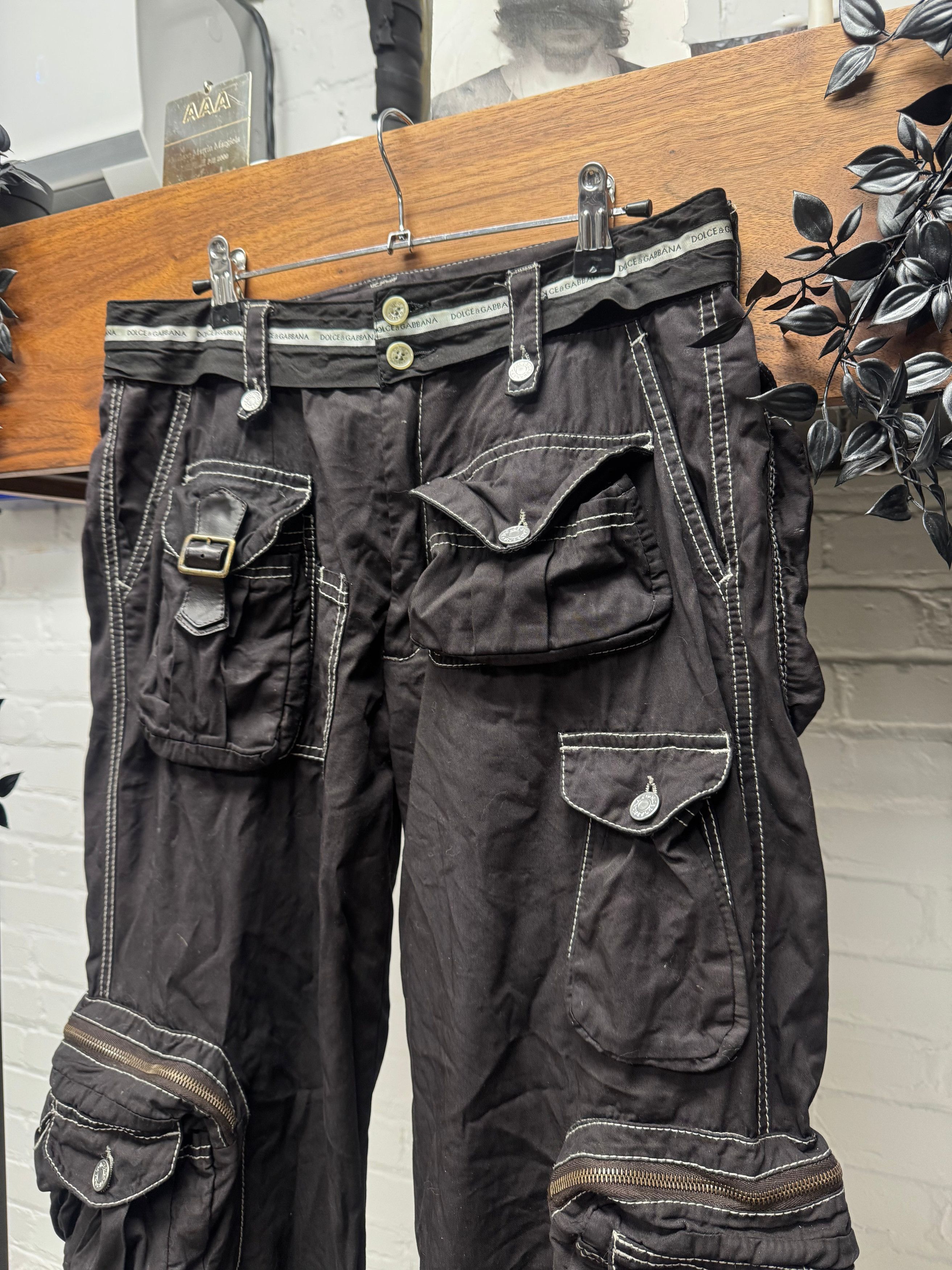 Dolce & Gabbana SS2003 Dolce & Gabbana Black Garment Dyed ‘Hunting’ Cargo Pants Size US 30 / EU 46 - 2 Thumbnail