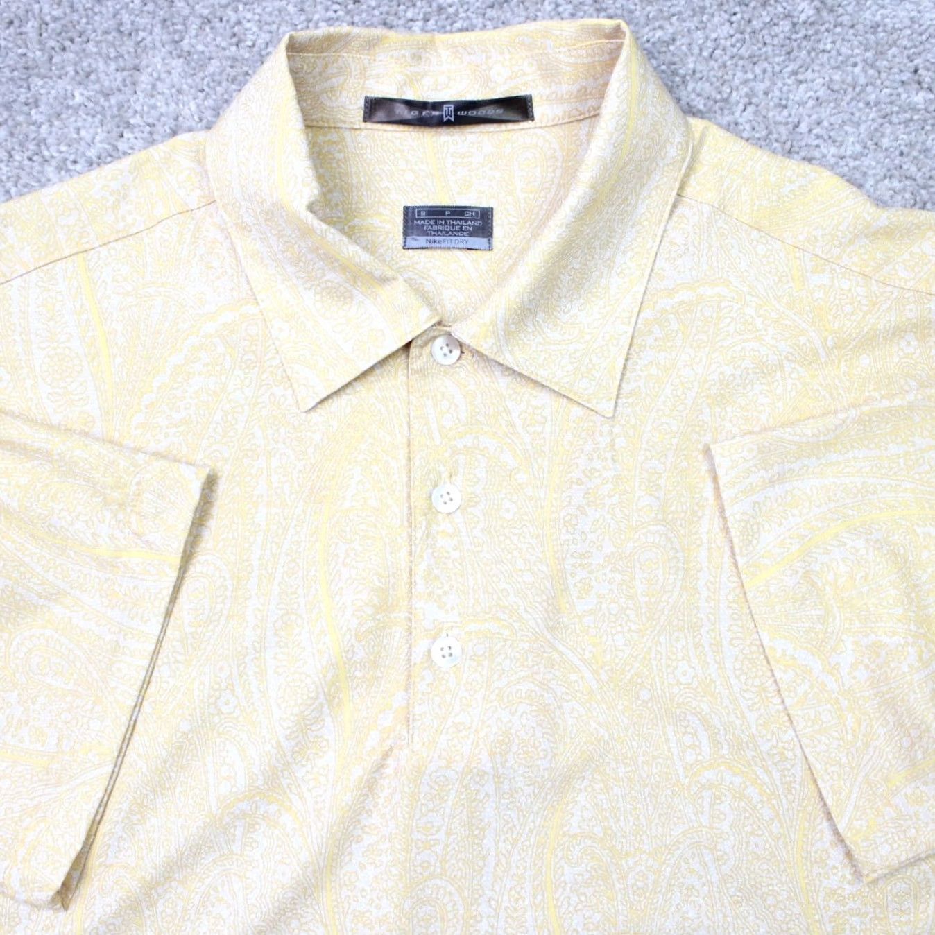 Nike Nike Tiger Woods Polo Shirt Mens Small Yellow Floral Dri-Fit Golf Short Sleeve Size US S / EU 44-46 / 1 - 2 Thumbnail