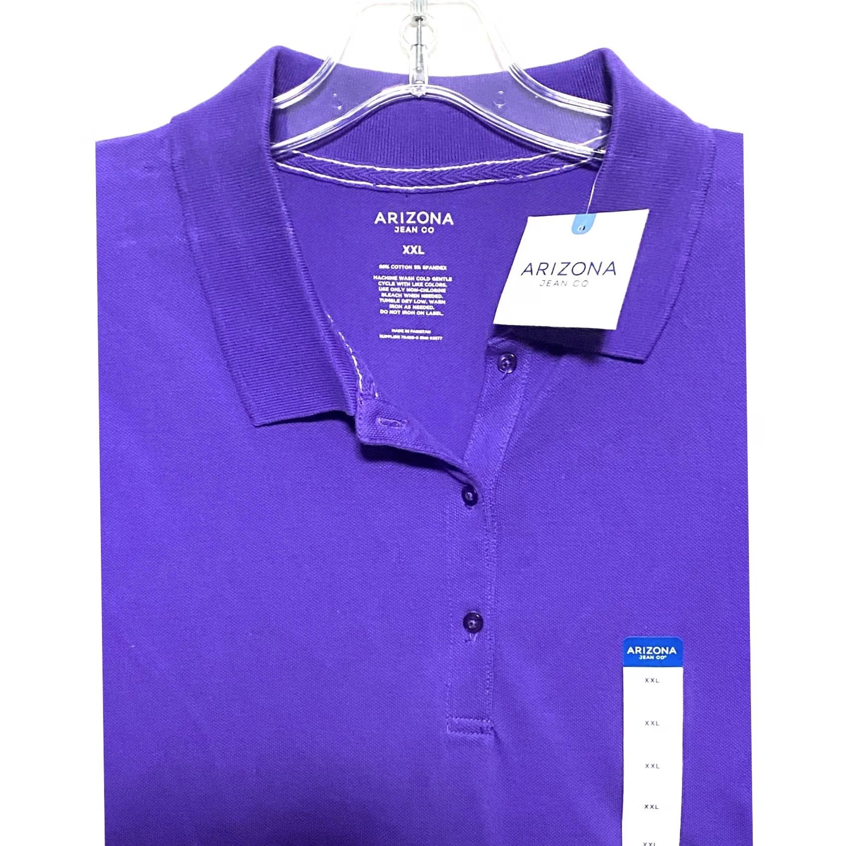 Vintage Arizona Jean Co Purple Polo Shirt Womens XXL Stretch Preppy Uniform Casual NWT Polo Short Sleeve Pullover Cotton Blend Spandex Size XXL / US 16-18 / IT 52-54 - 2 Thumbnail