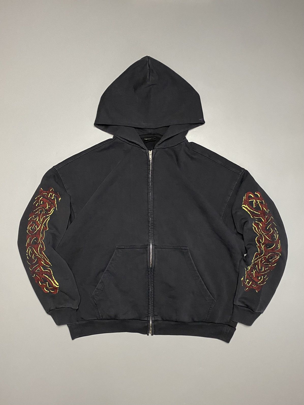 image of Balenciaga Offshore Zip Hoodie Big Logo in Dark Grey, Men's (Size Small)