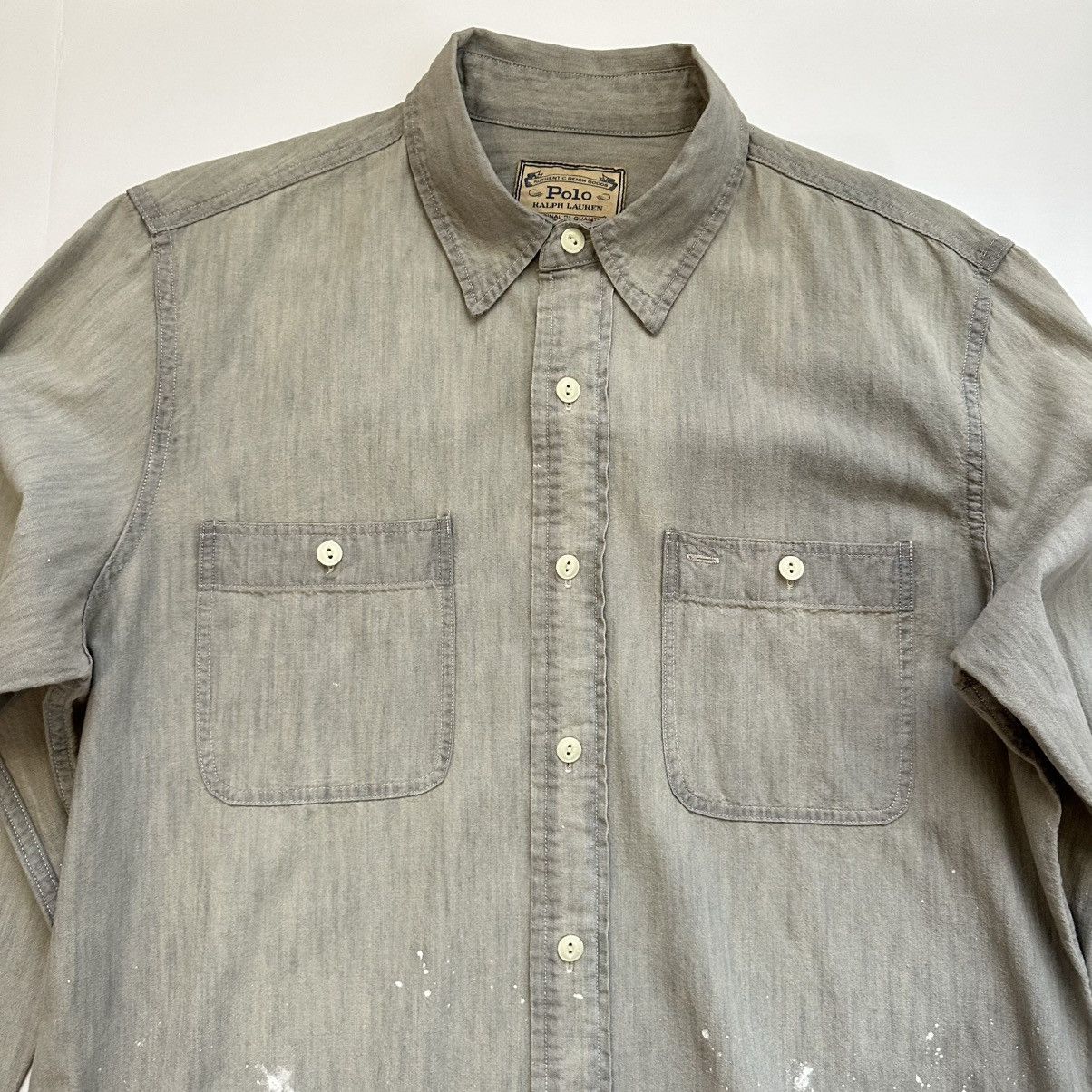 Polo Ralph Lauren New Polo Ralph Lauren Paint Splatter Denim Shirt Vintage Size US M / EU 48-50 / 2 - 6 Thumbnail