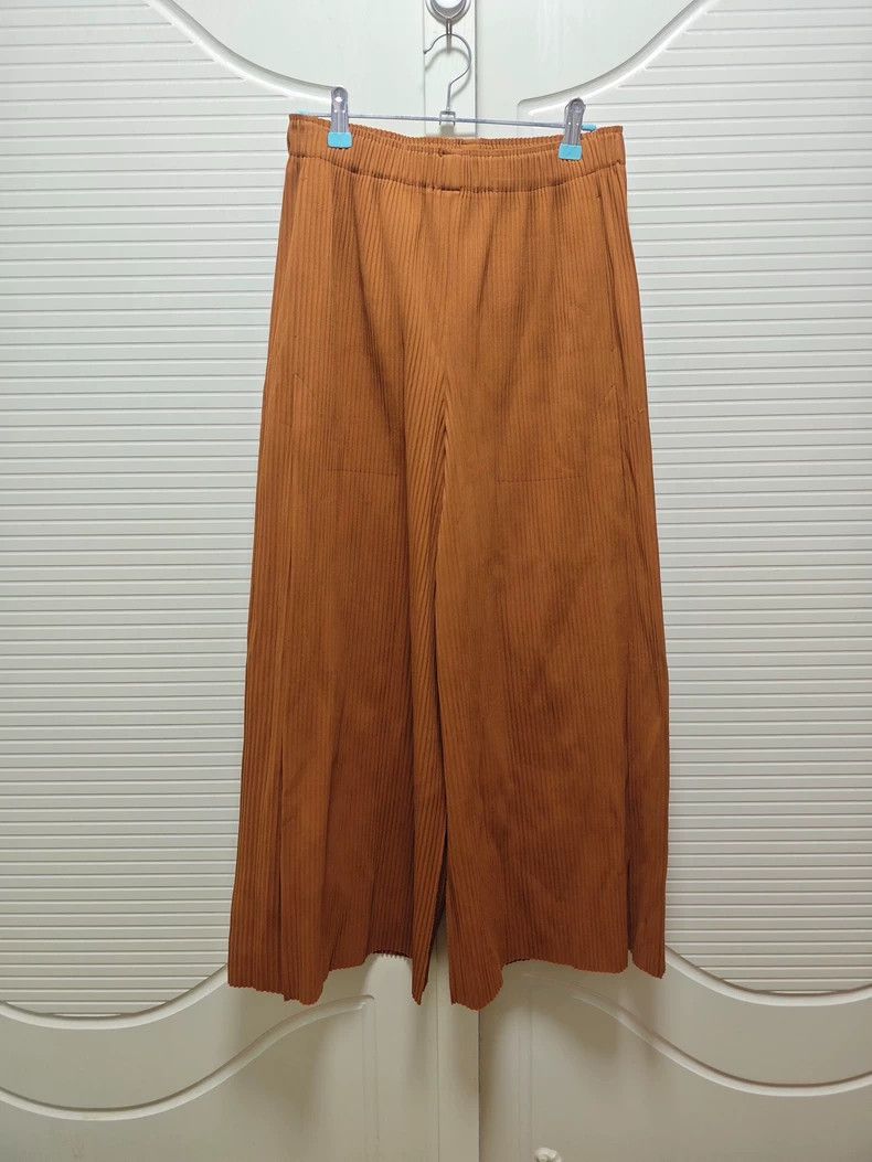 Issey Miyake size:one size Orange pleated wide-leg pants