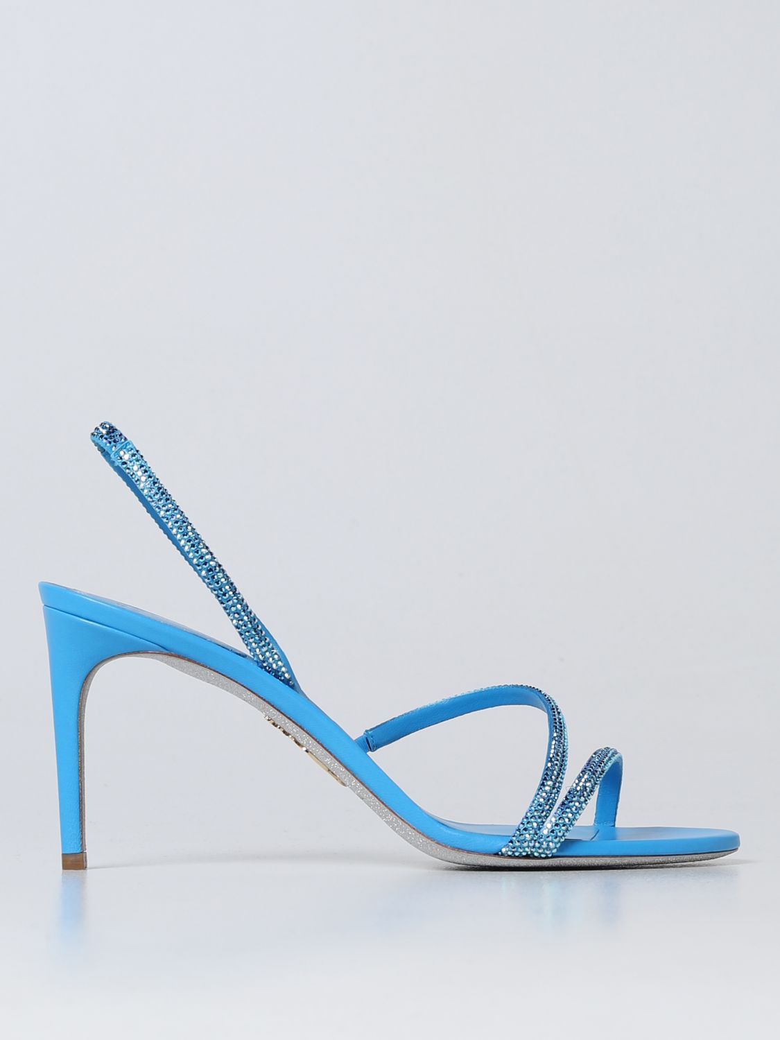 image of Rene Caovilla Heel Shoesed Sandals Woman Gnawed Blue, Women's (Size 9)