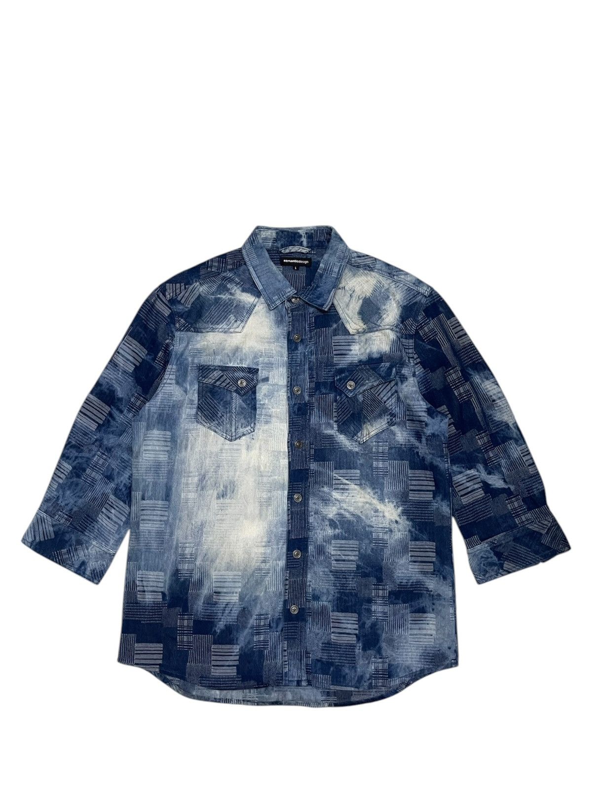 semanticdesign Semantic Design Patchwork Acid Wash Western Denim Shirt Size US L / EU 52-54 / 3 - 1 Thumbnail