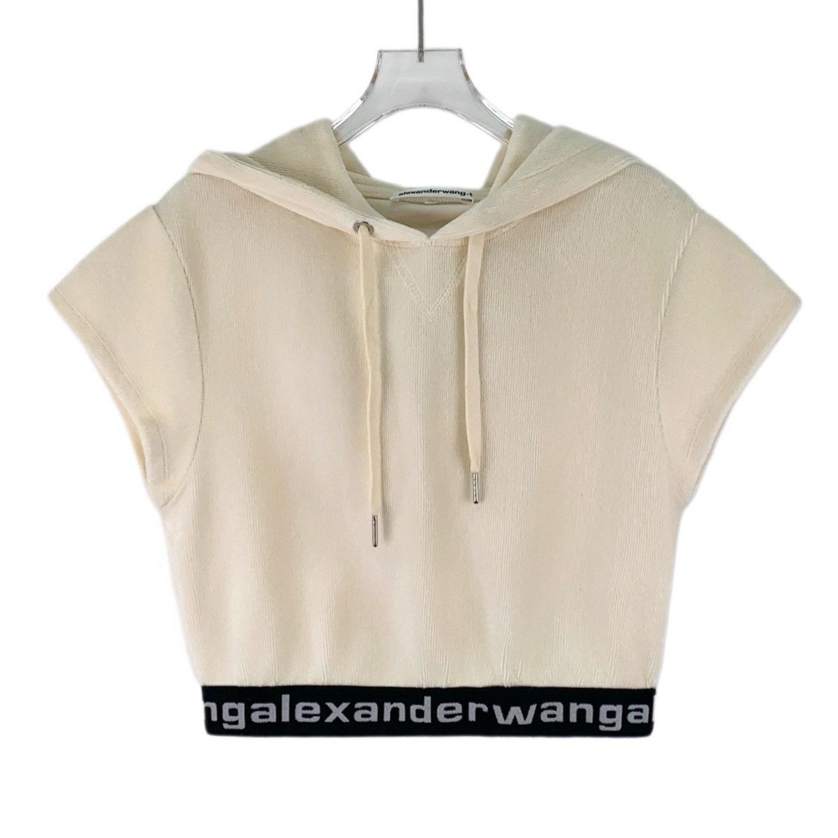 Alexander Wang Alexander Wang Beige Hooded Short Sleeve Sweatshirt K26WX Size US S / EU 44-46 / 1 - 1 Thumbnail