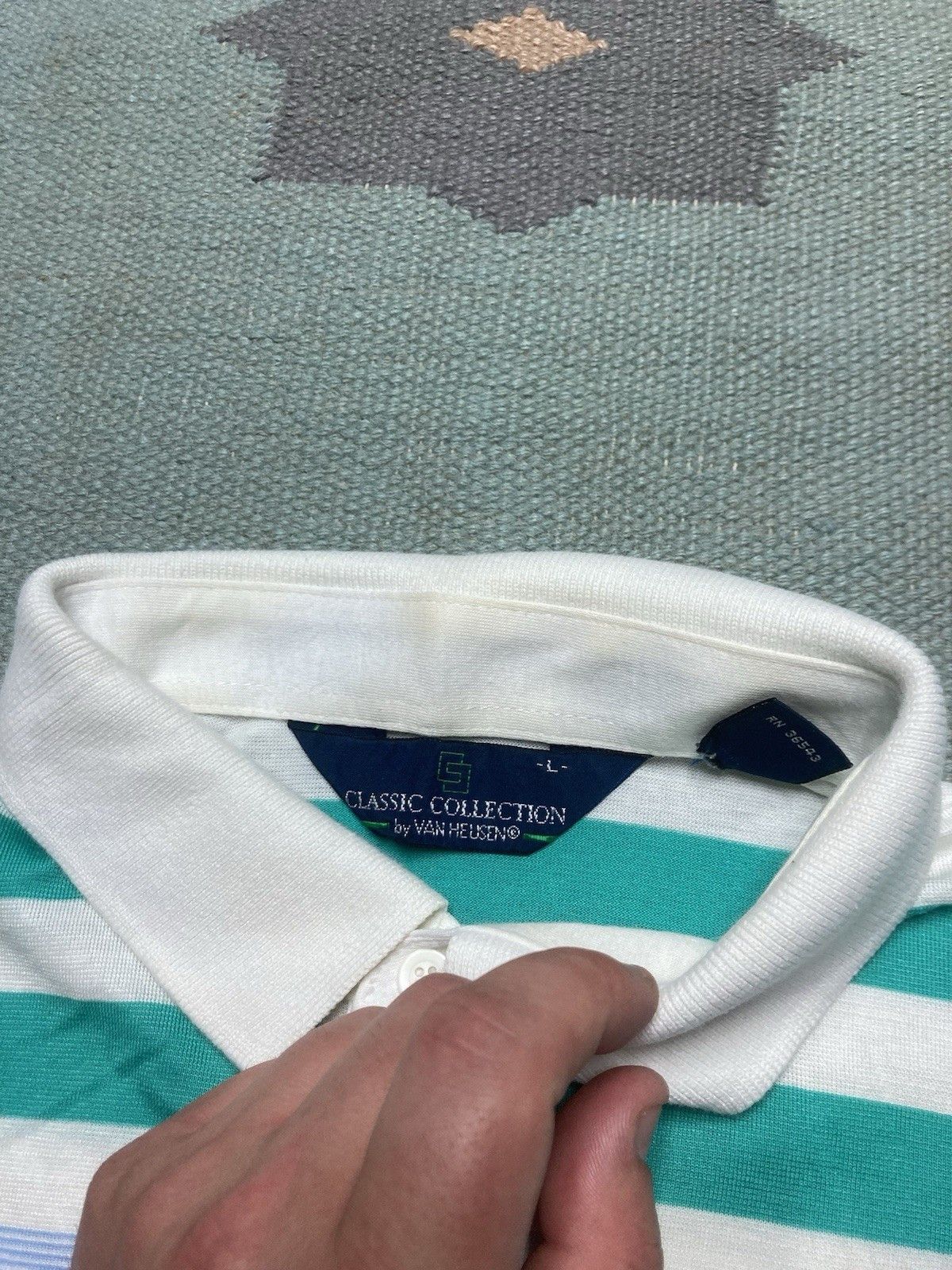 Vintage Vintage 80s polo shirt striped soft golf Van Heusen large Size US L / EU 52-54 / 3 - 6 Thumbnail