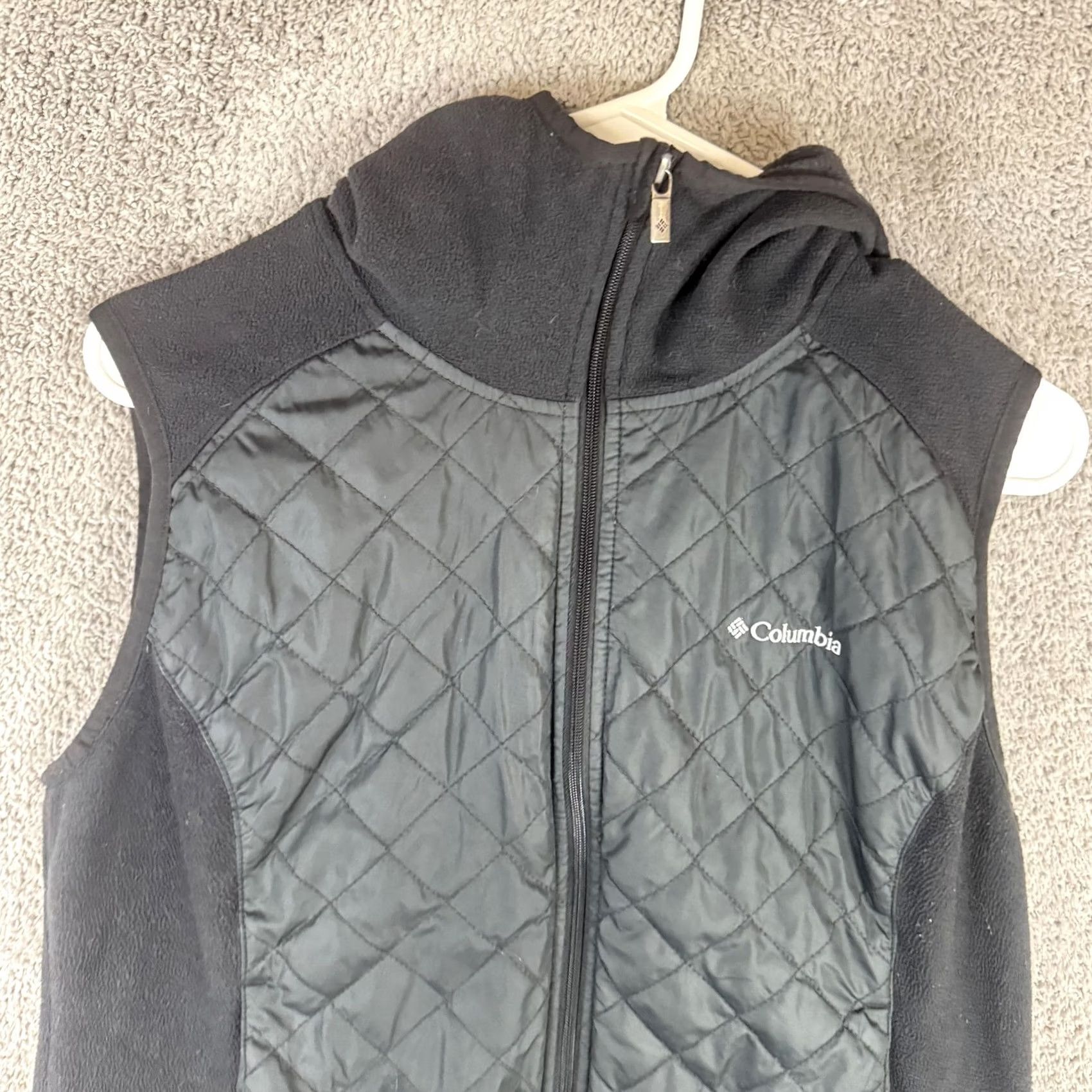 Vintage Columbia Womens Vest Black Quilted Hooded Fleece Insulated Zip L Size L / US 10 / IT 46 - 3 Thumbnail