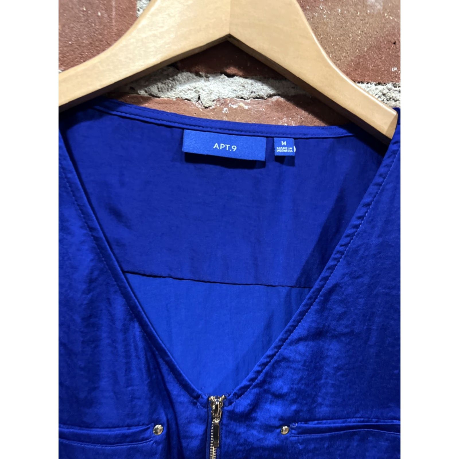 Apt. 9 Apt. 9 NWT Womens Blue Zip Blouse Medium Size M / US 6-8 / IT 42-44 - 2 Thumbnail
