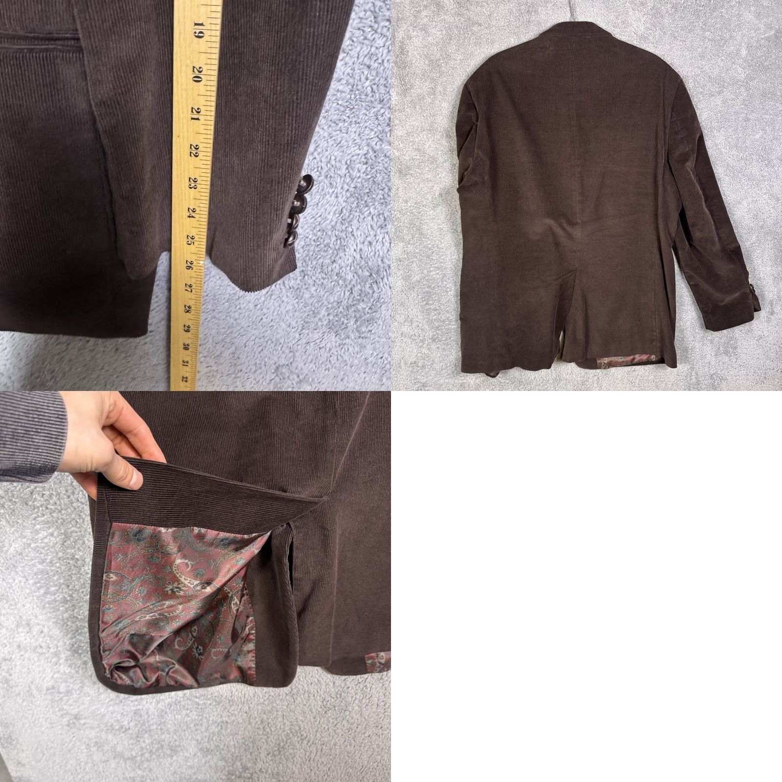 Ralph Lauren Ralph Lauren Sport Jacket Blazer Corduroy Brown Paisley Lined Mens 46L Size 46R - 9 Thumbnail