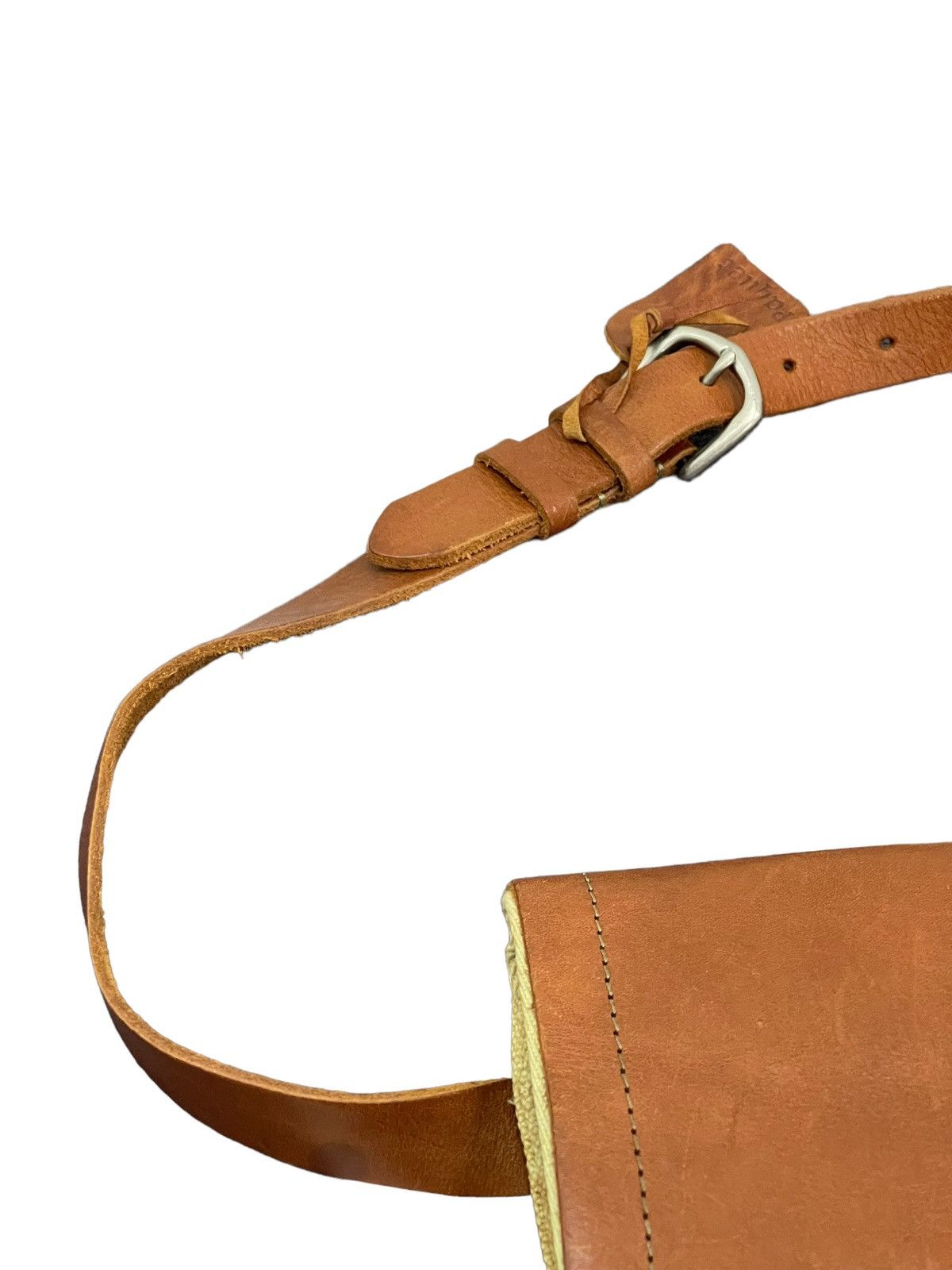 Japanese Brand Waist Bag Paquet Leather Cotton Canvas 3🟩 Size ONE SIZE - 7 Thumbnail