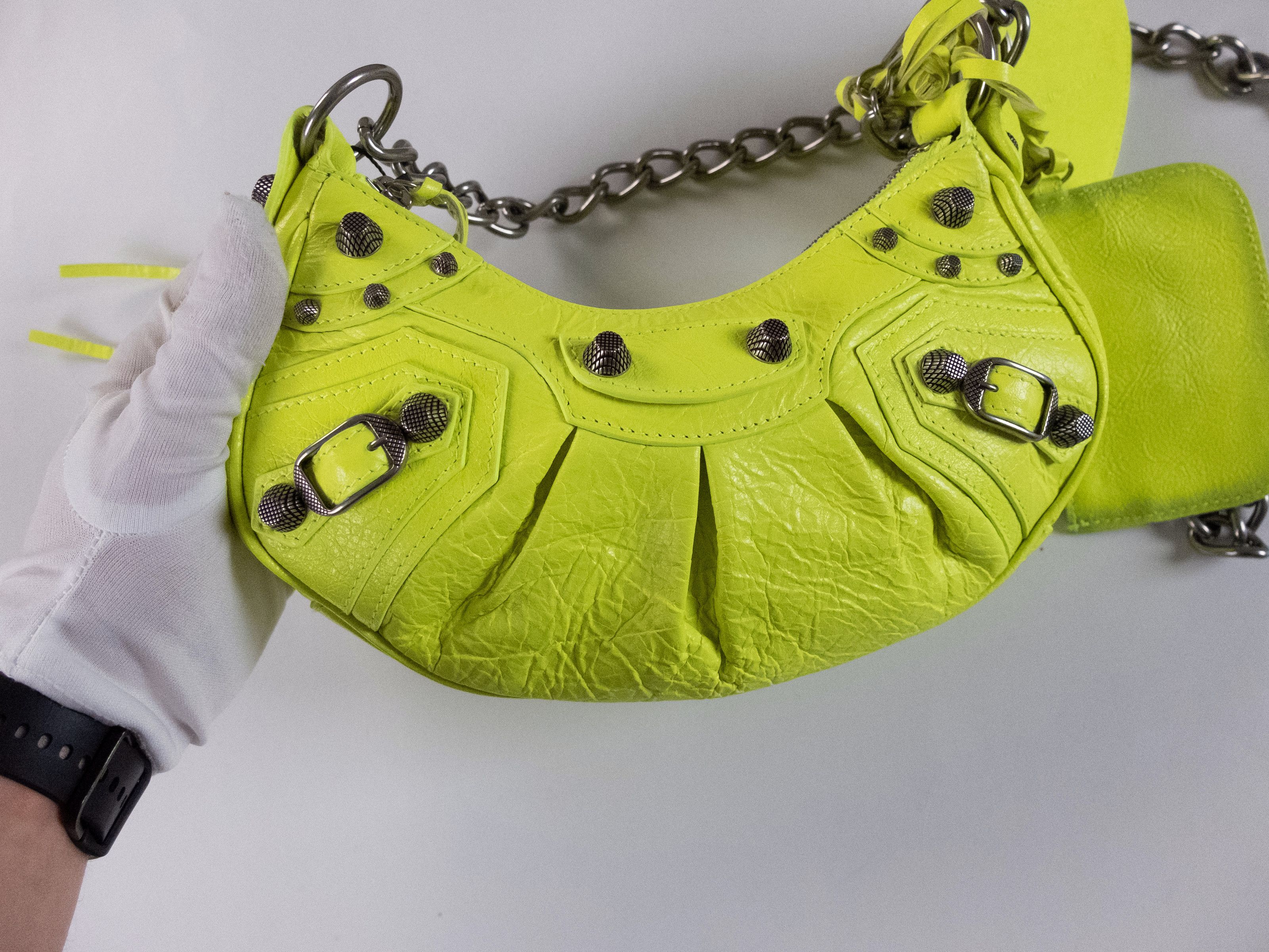 Balenciaga BALENCIAGA Le Cagole XS yellow leather chain shoulder bag Size ONE SIZE - 5 Thumbnail