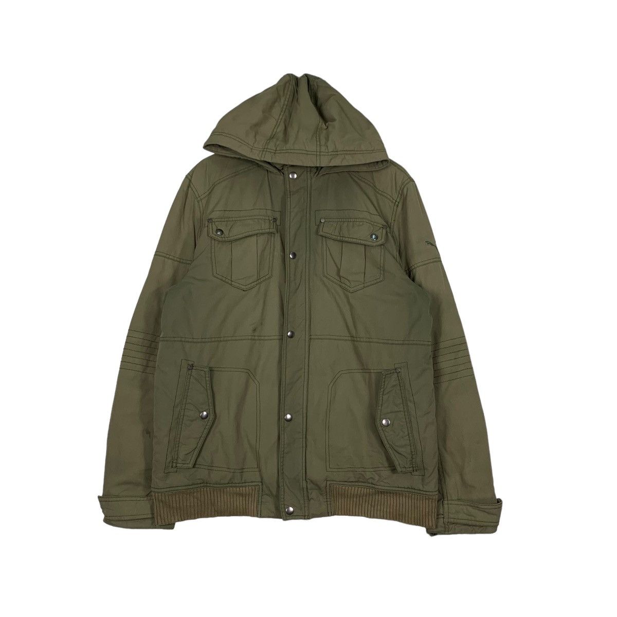 Puma PUMA Four Pocket Hooded Green Jacket #1126-C51 Size US L / EU 52-54 / 3 - 2 Thumbnail