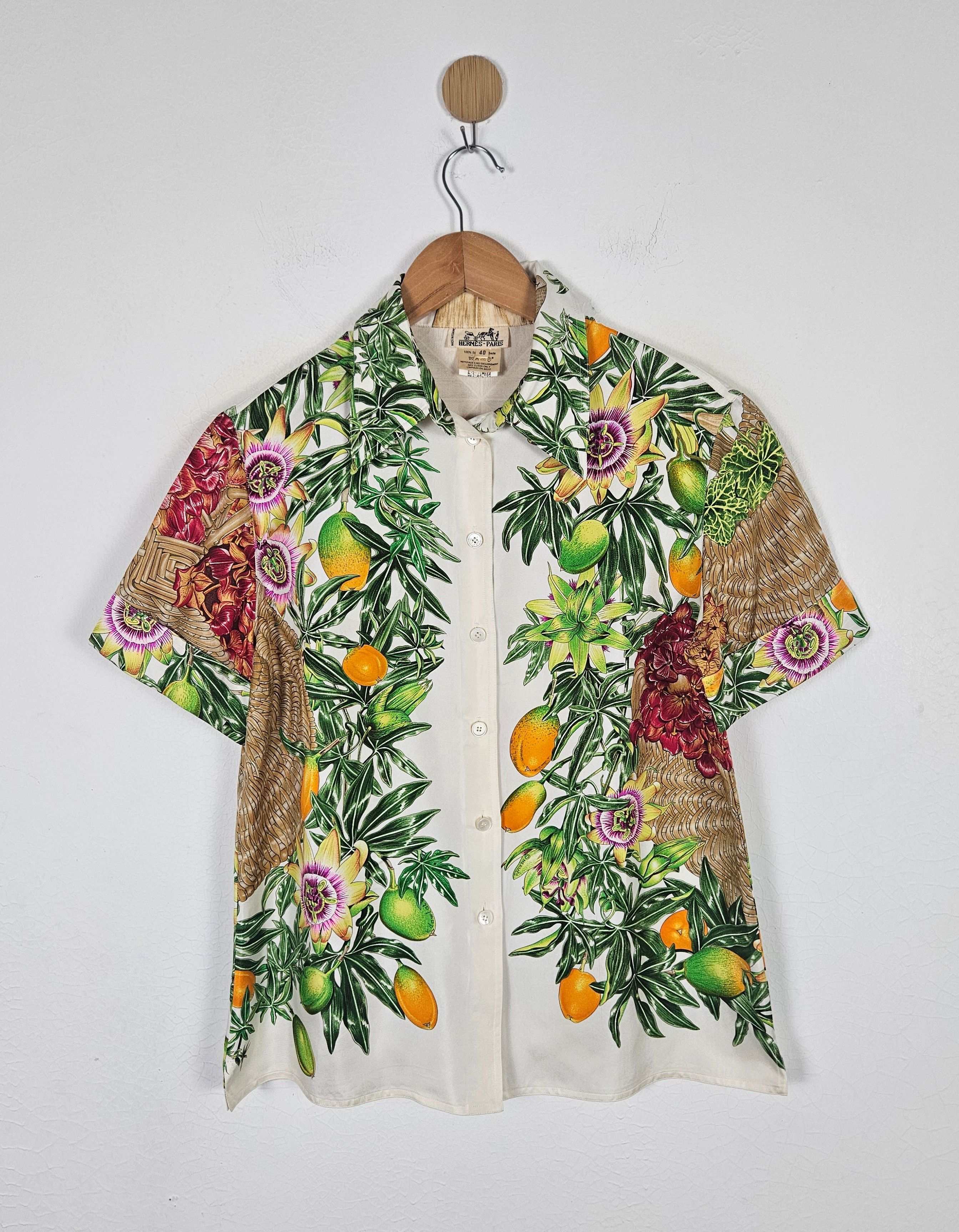 Hermes Hermes Botanical fruit motive Silk Shirt Size US M / EU 48-50 / 2 - 1 Thumbnail