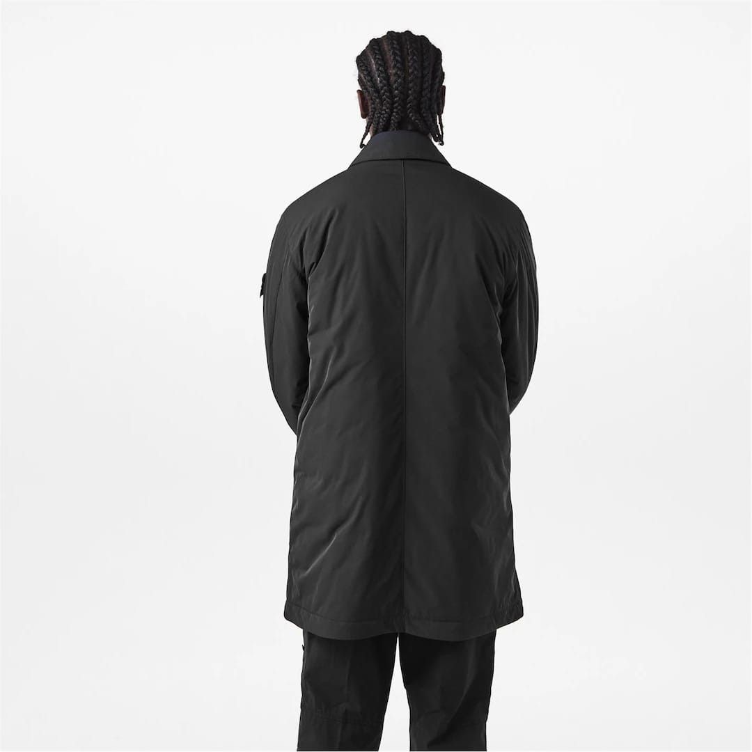 Stone Island o1g2r1mq0526 Micro Twill Thigh Length Trench Overcoat Nero Size US XL / EU 56 / 4 - 4 Thumbnail