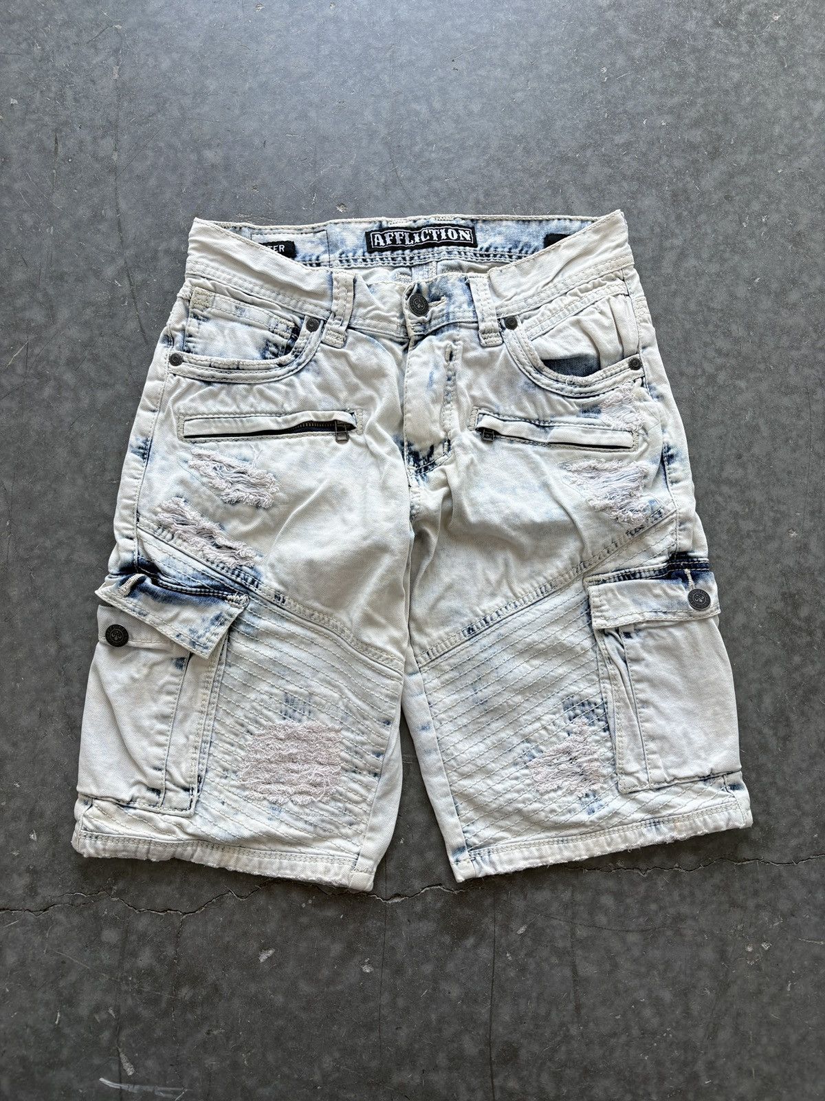 Affliction Vintage Y2K Affliction Jean Shorts Hunter Moto Size US 31 - 1 Thumbnail