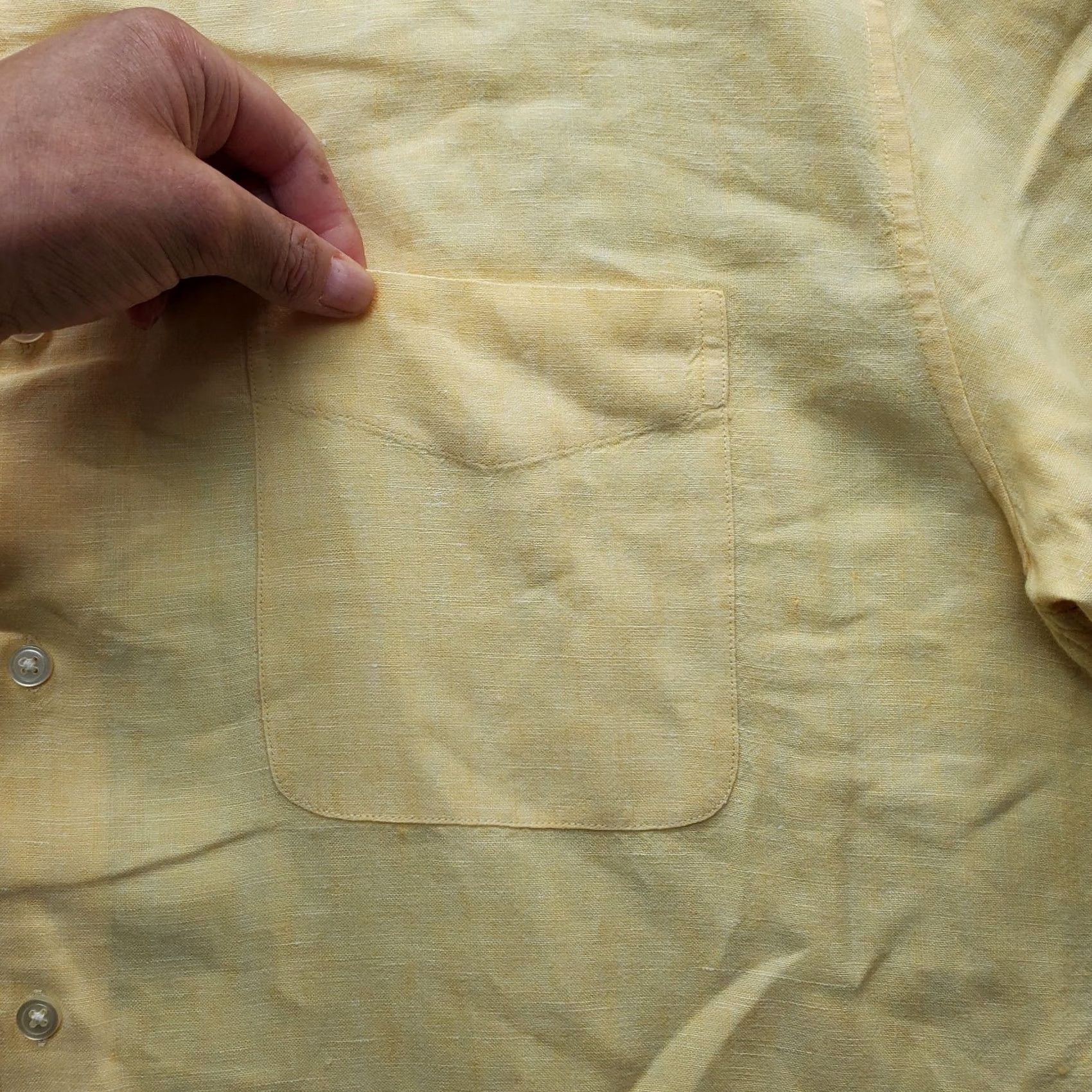 Tommy Hilfiger Tommy Hilfiger Golf Shirt Mens Large Yellow Linen Pinehurst Collared Button-Up Size US L / EU 52-54 / 3 - 5 Thumbnail