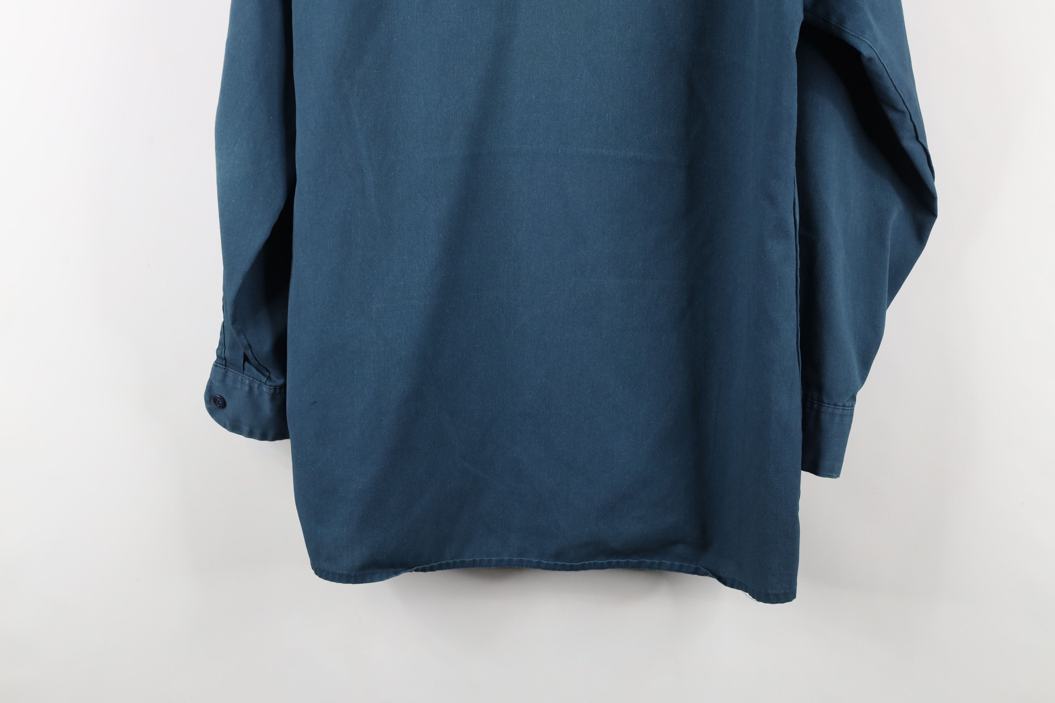 Dickies × Vintage Vintage 90s Dickies Thrashed Workwear Button Shirt Teal USA Size US M / EU 48-50 / 2 - 18 Thumbnail