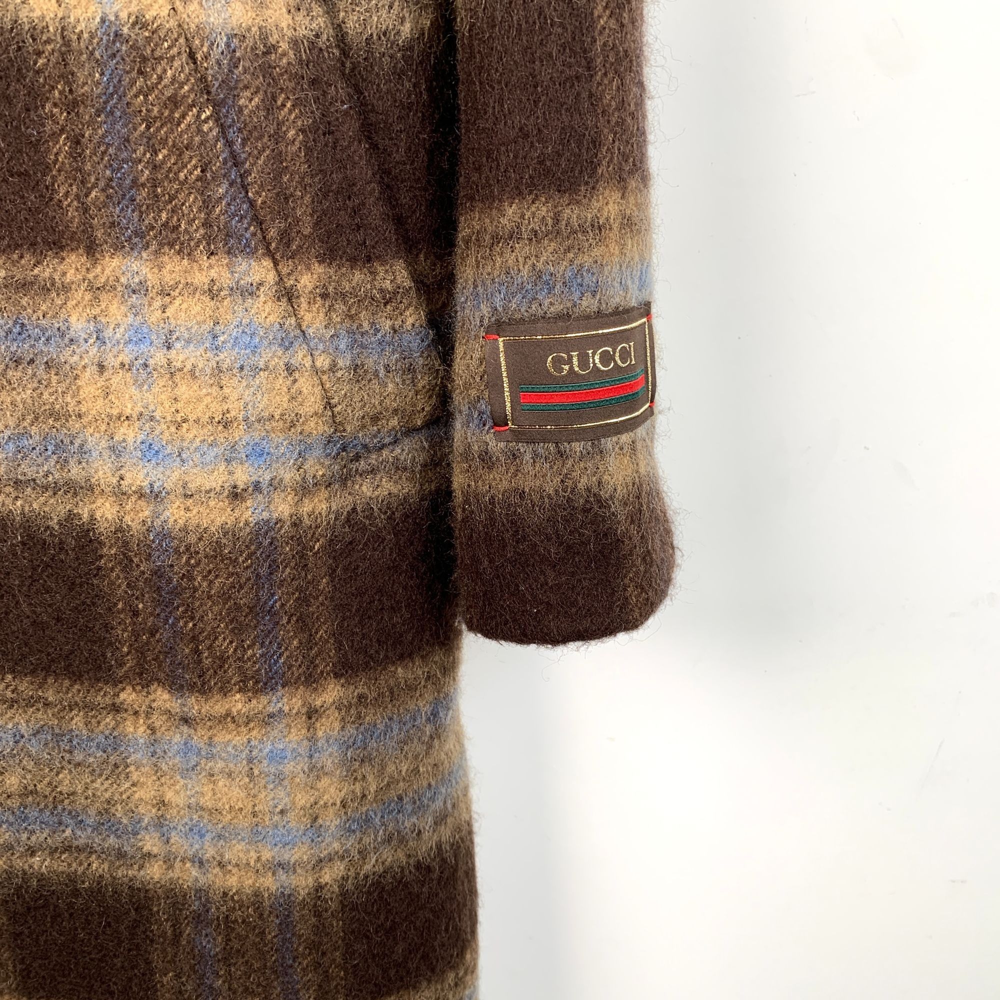 Gucci Gucci Brown & Blue Checked Wool Single-Breasted Coat With La Size XL / US 12-14 / IT 48-50 - 6 Thumbnail