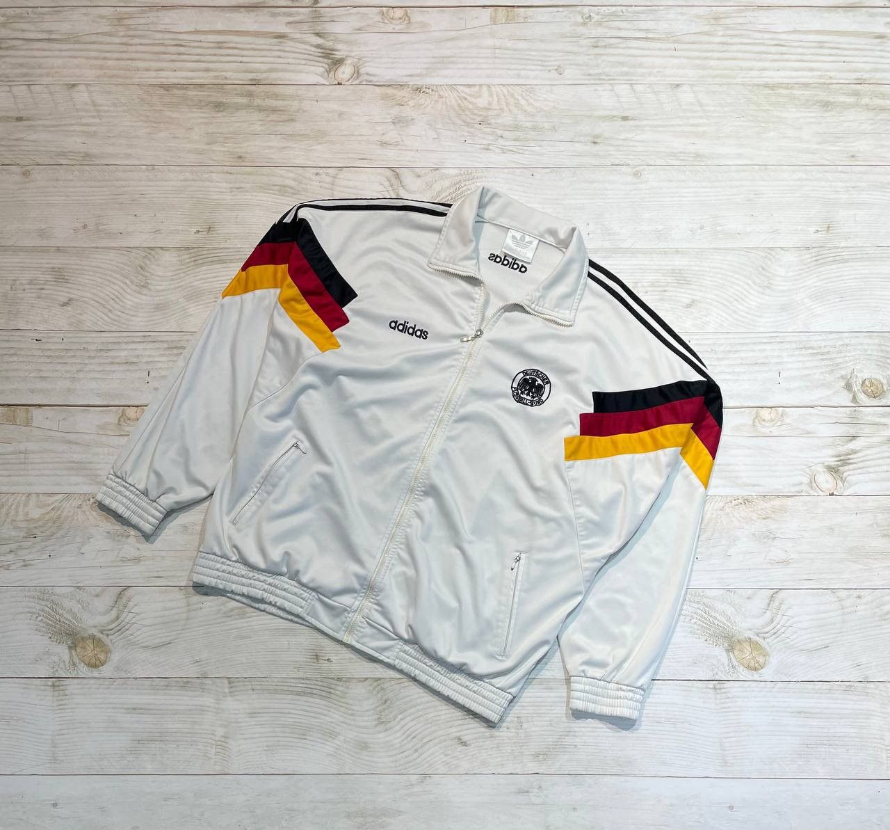 image of Vintage Adidas Germany 90's Training Light Jacket Football in White, Men's (Size 2XL)