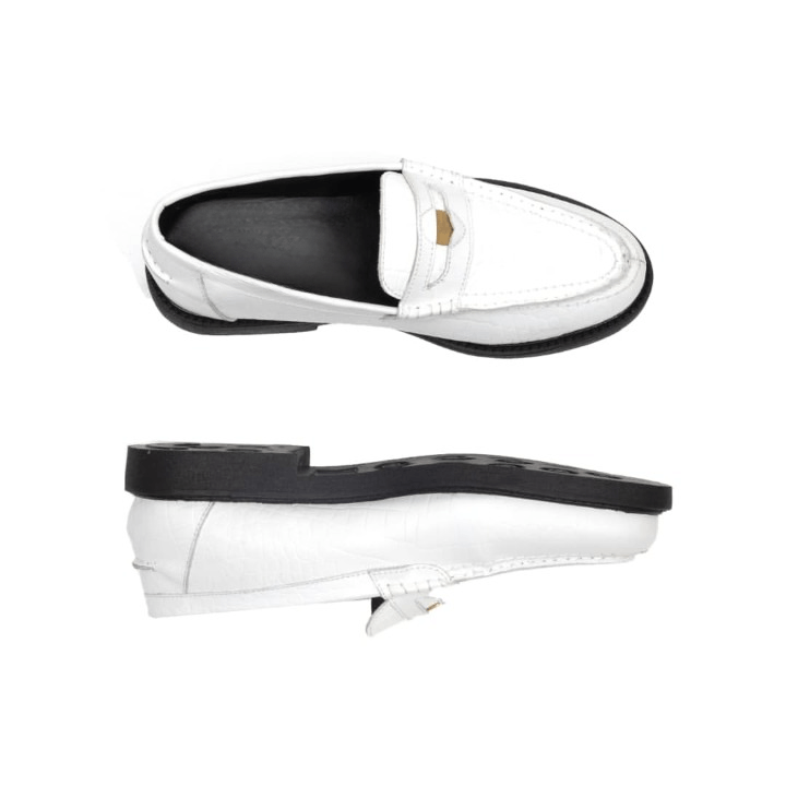 Simple Shoes Mens Combi Croco Loafer White Size US 10 / EU 43 - 3 Thumbnail