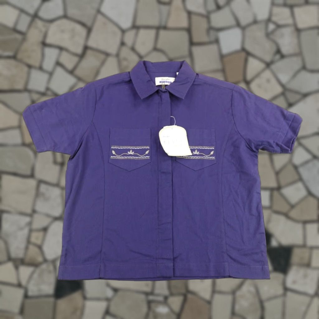 Wrangler VINTAGE Wrangler Shirt Womens Medium Blue Western Zip Front Top Riata Embroidered NEW Size M / US 6-8 / IT 42-44 - 1 Thumbnail