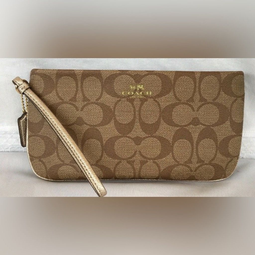 Coach COACH Large Wristlet In Signature Coated Canvas khaki Size ONE SIZE - 1 Thumbnail